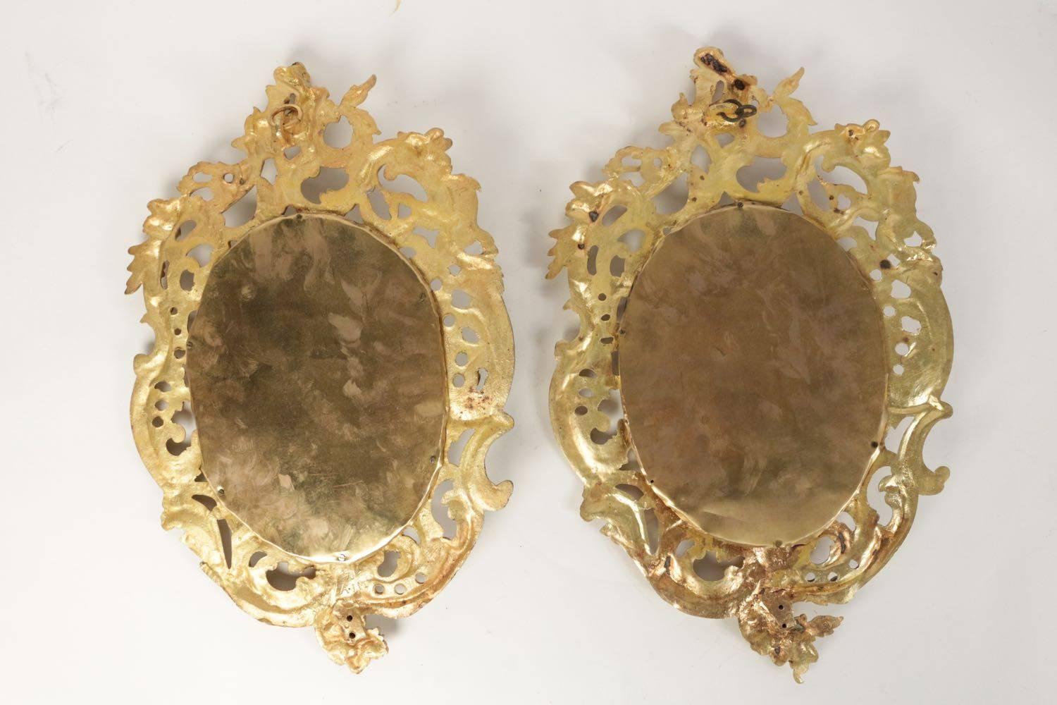 Pair of Gold Gilt Bronze Mirrors from the 19th Century 1