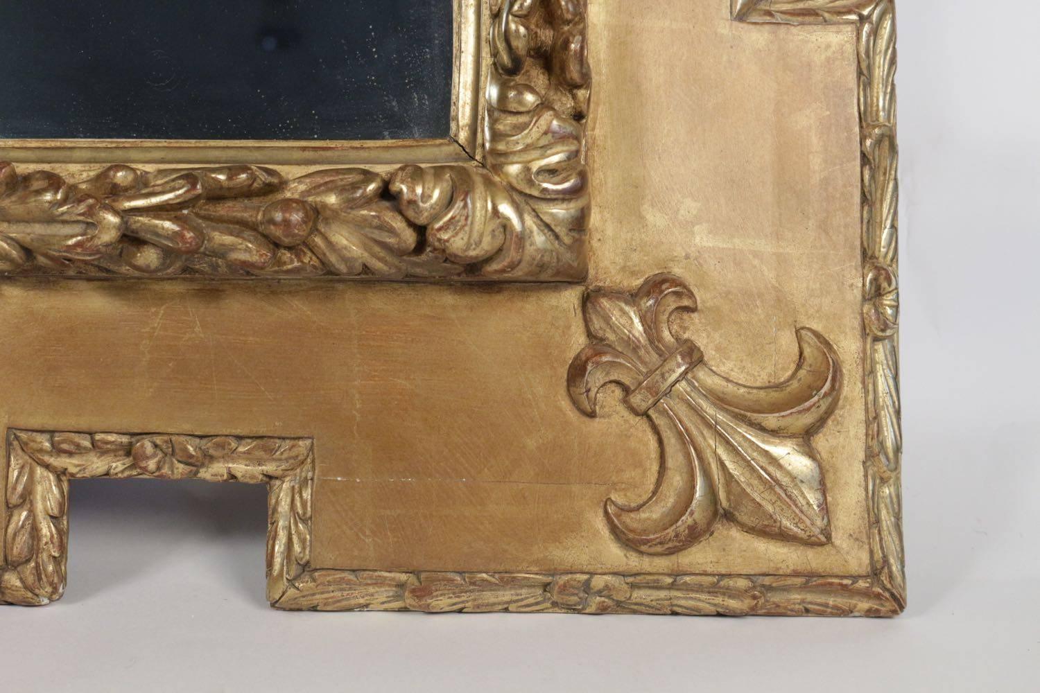 French Very Pretty Gold Giltwood and Gesso Mirror with the Fleur De Lys Design