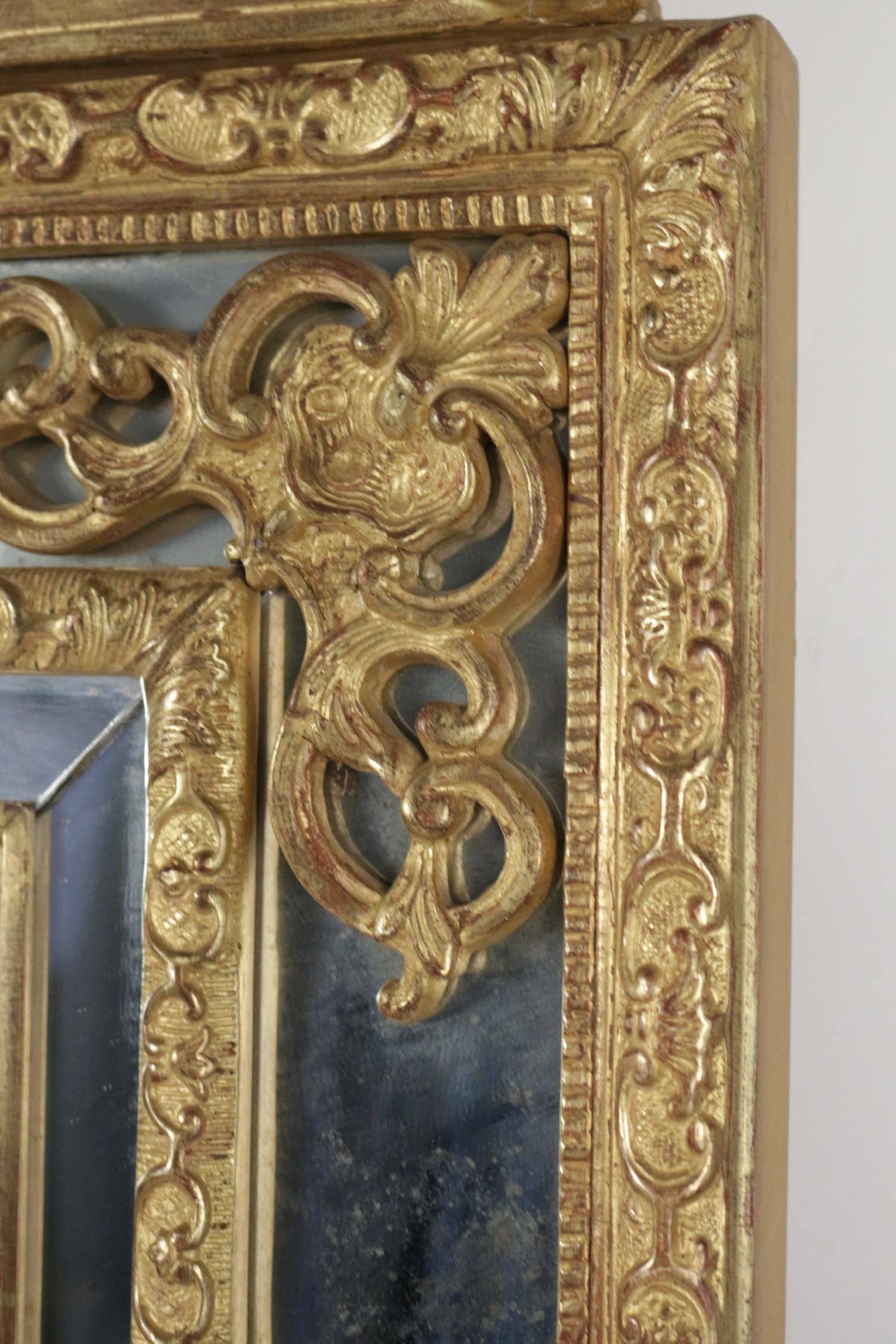 Mirror in the Style of Louis XV in Gold Giltwood and Gesso 2