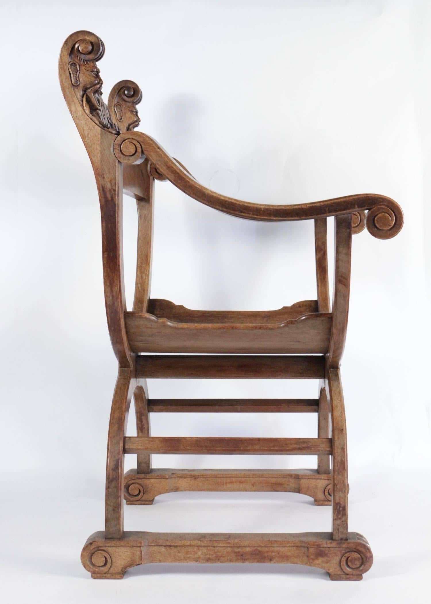 French Dagobert or Curule Armchair from the End of the 19th Century