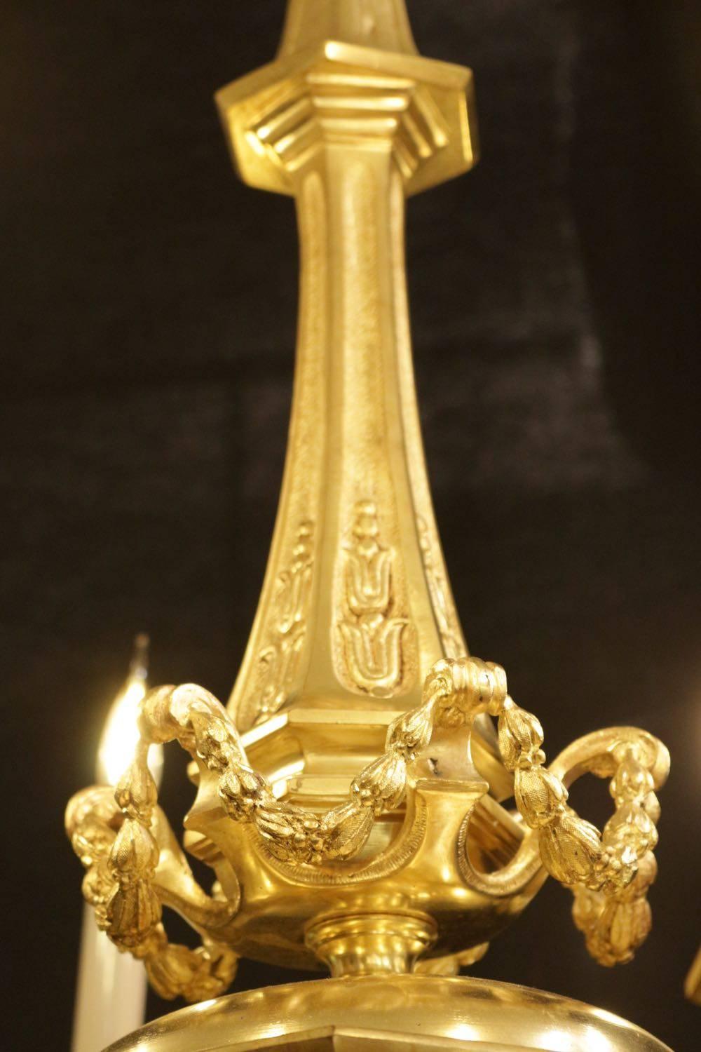 Chandelier from the Napoleon III Period in Gold Gilt Bronze In Good Condition In Saint-Ouen, FR