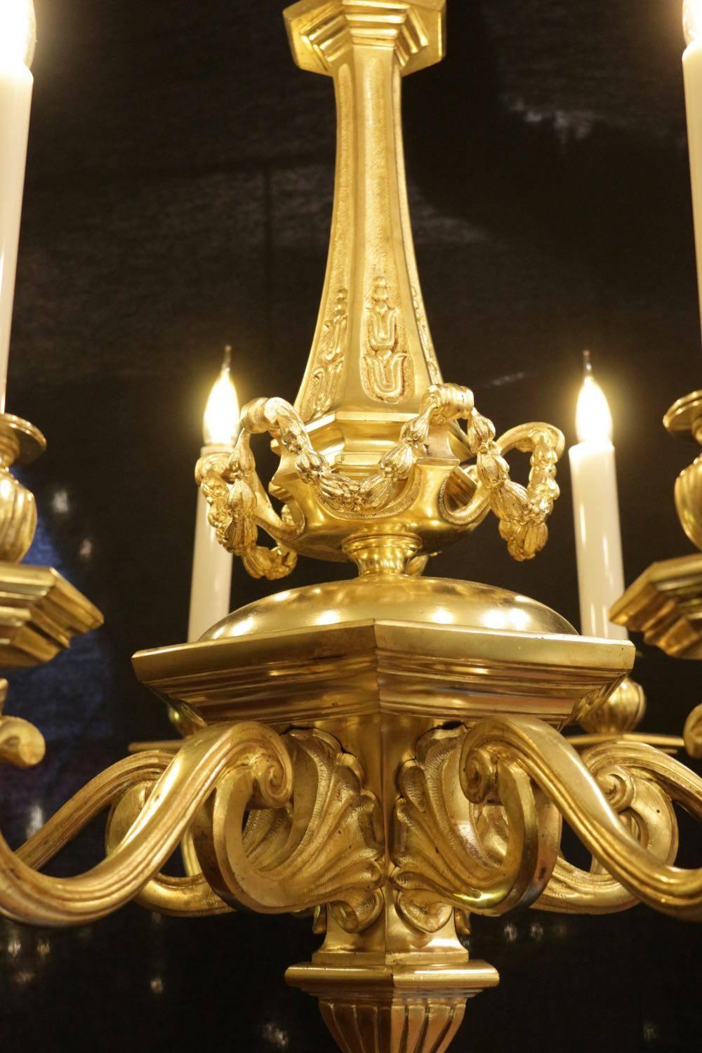 Chandelier from the Napoleon III Period in Gold Gilt Bronze 3