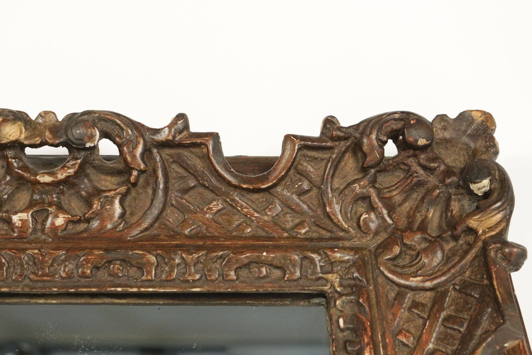 Napoleon III Solid Wood Hand-Carved 19th Century Mirror with Original Mercury Mirror