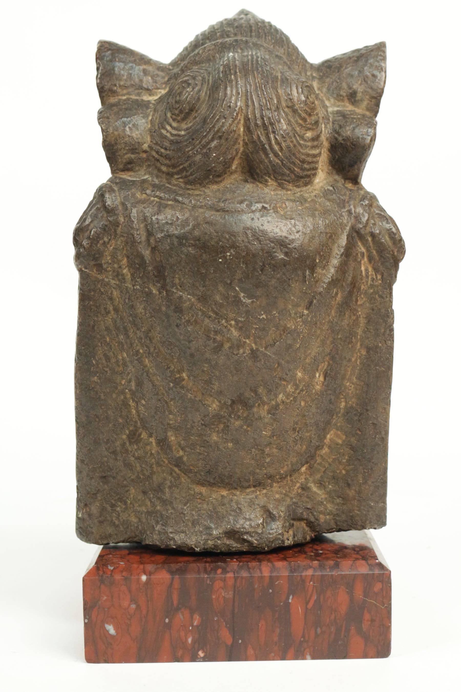 Asian 19th Century Sculpture of Buddha on a Marble Base