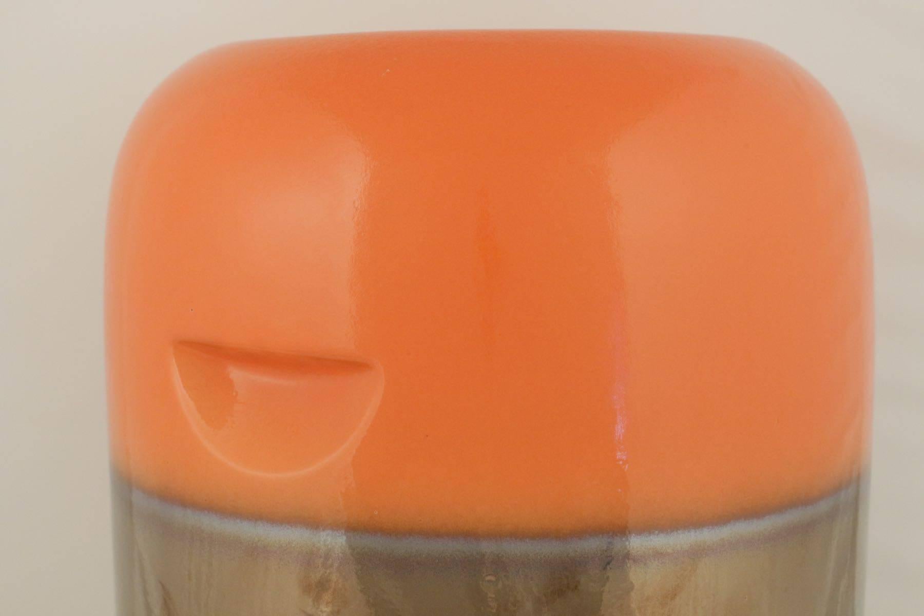 Modern Ceramic Stool in Orange and White Chrome from the House of Pols Potten
