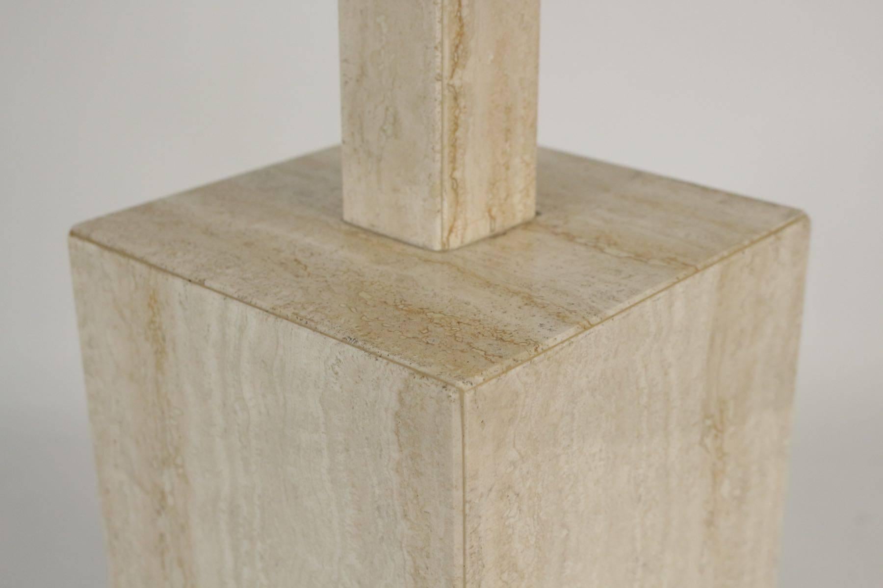Modern Travertine Marble Lamp circa 1960 Inspired by Cubism