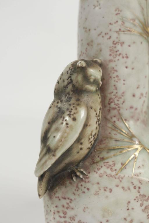 Amphora Shaped Vase with an Owl, Viennese, Austria For Sale at 1stDibs