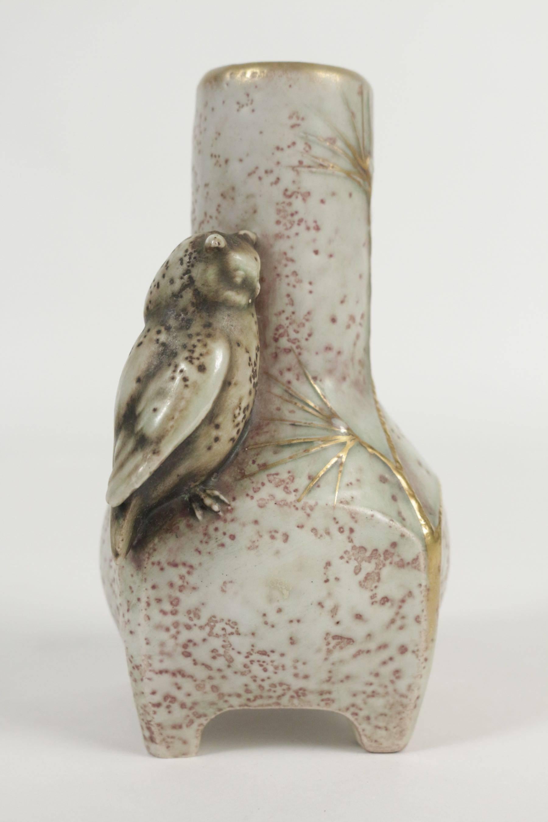 Art Deco Amphora Shaped Vase with an Owl, Viennese, Austria