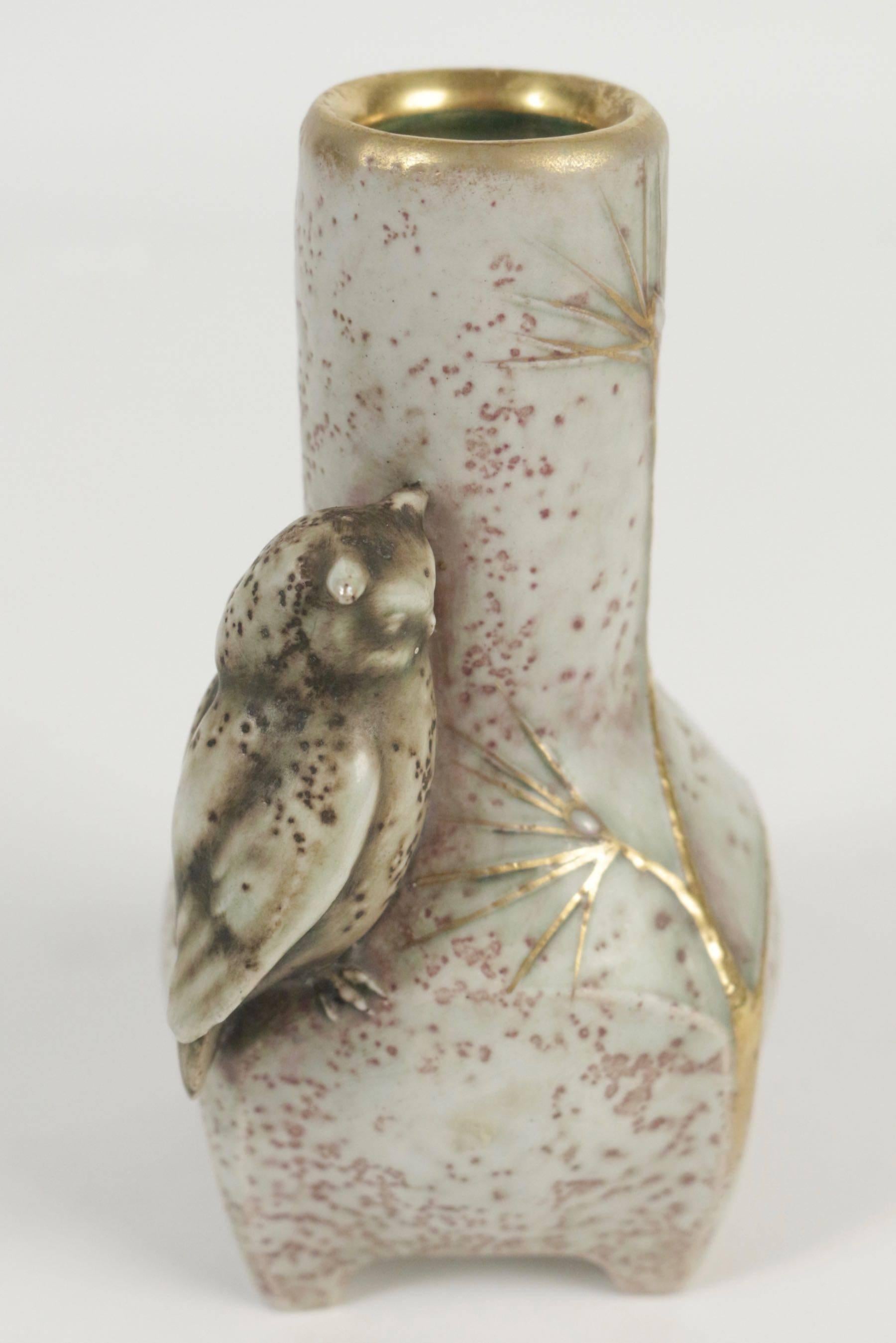 French Amphora Shaped Vase with an Owl, Viennese, Austria