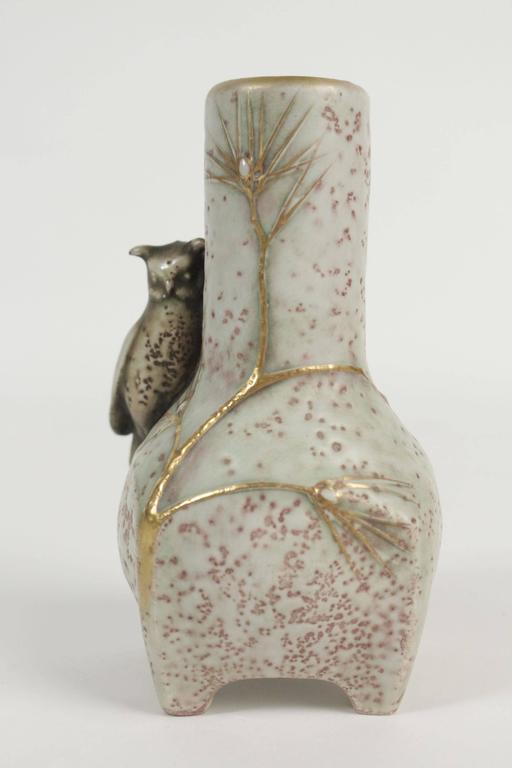 Amphora Shaped Vase with an Owl, Viennese, Austria For Sale at 1stDibs