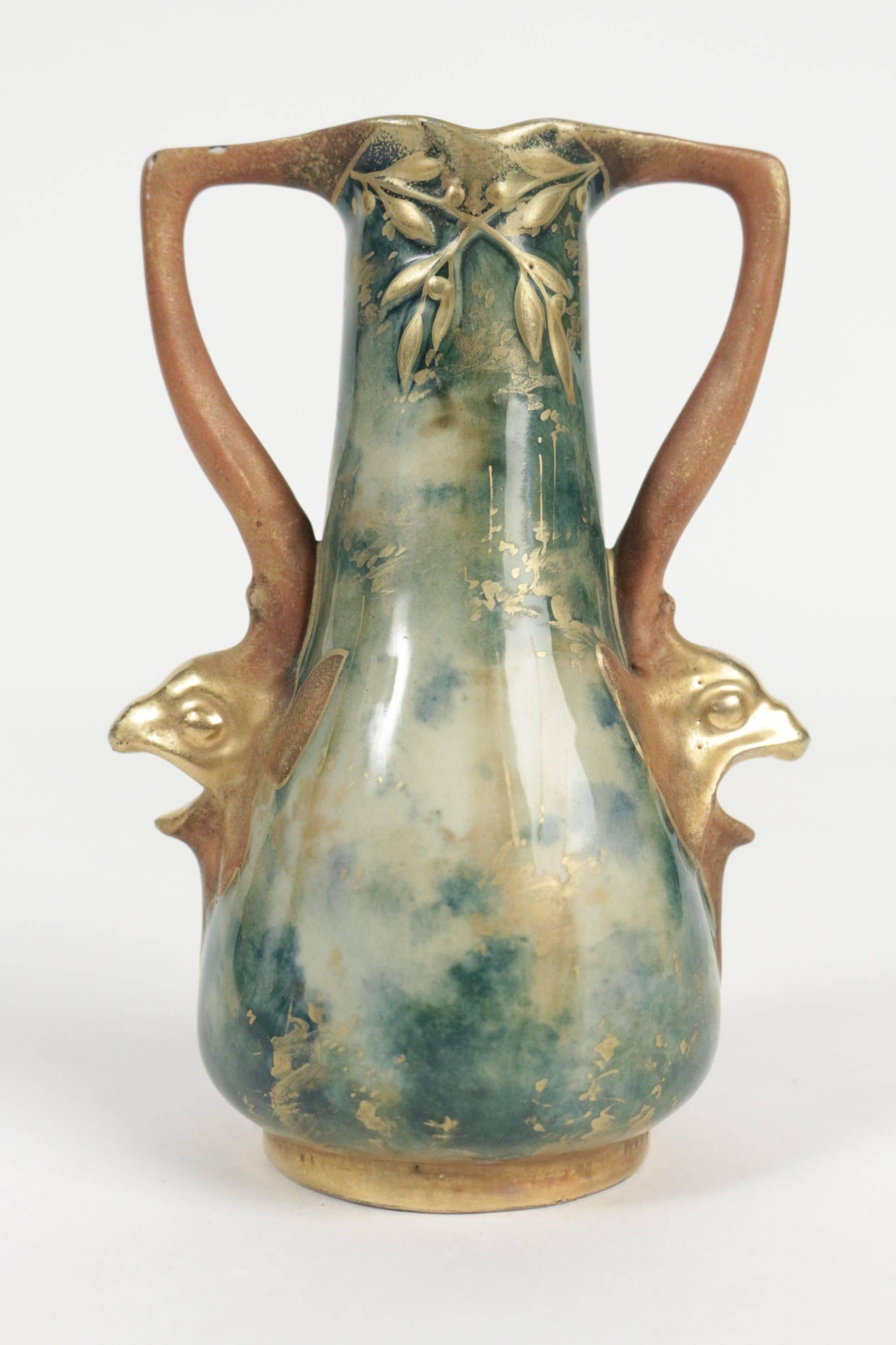French Amphora Shaped Earthenware Vase, Viennese, Austria, circa 1900