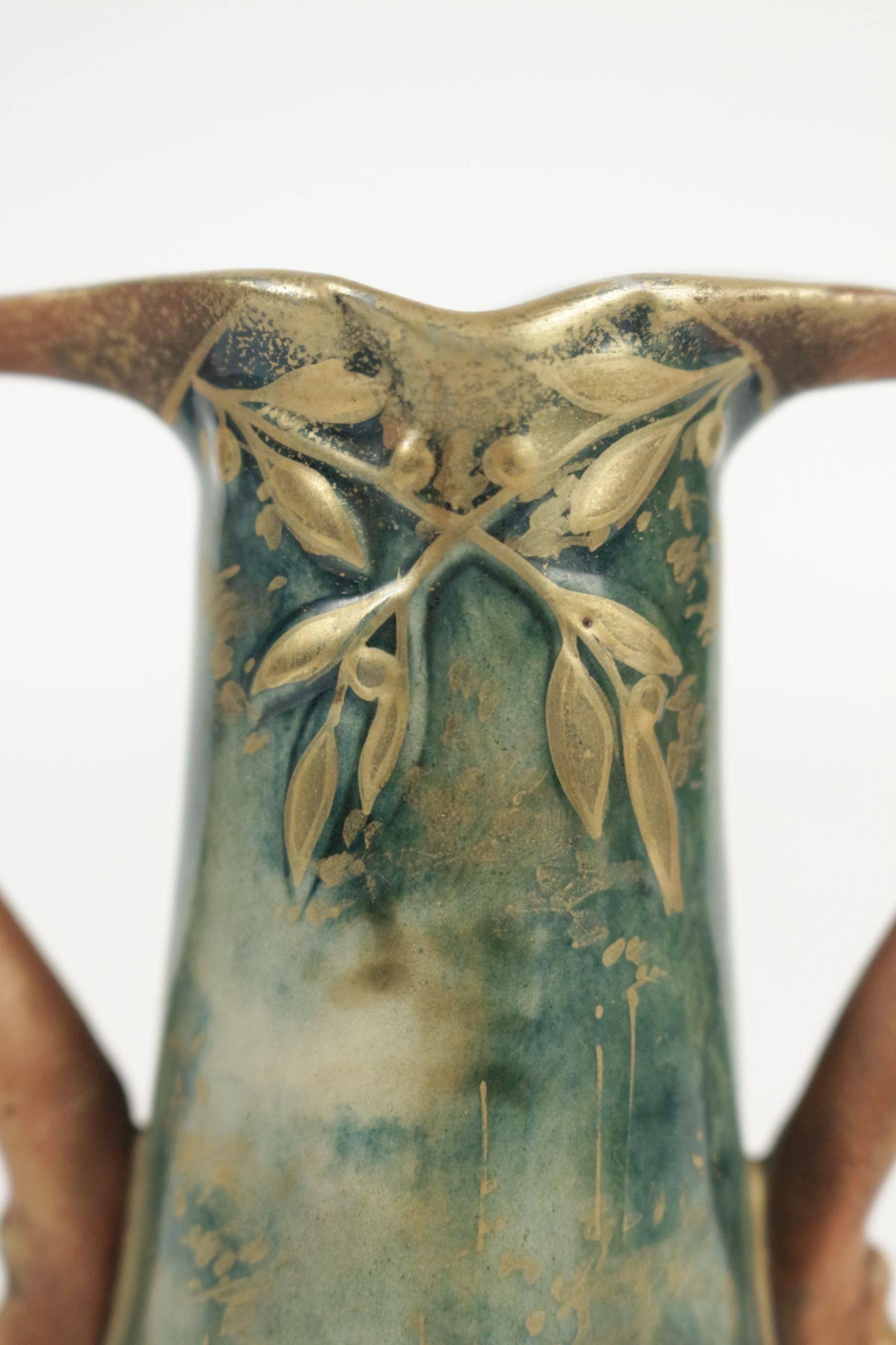 Amphora Shaped Earthenware Vase, Viennese, Austria, circa 1900 In Excellent Condition In Saint-Ouen, FR