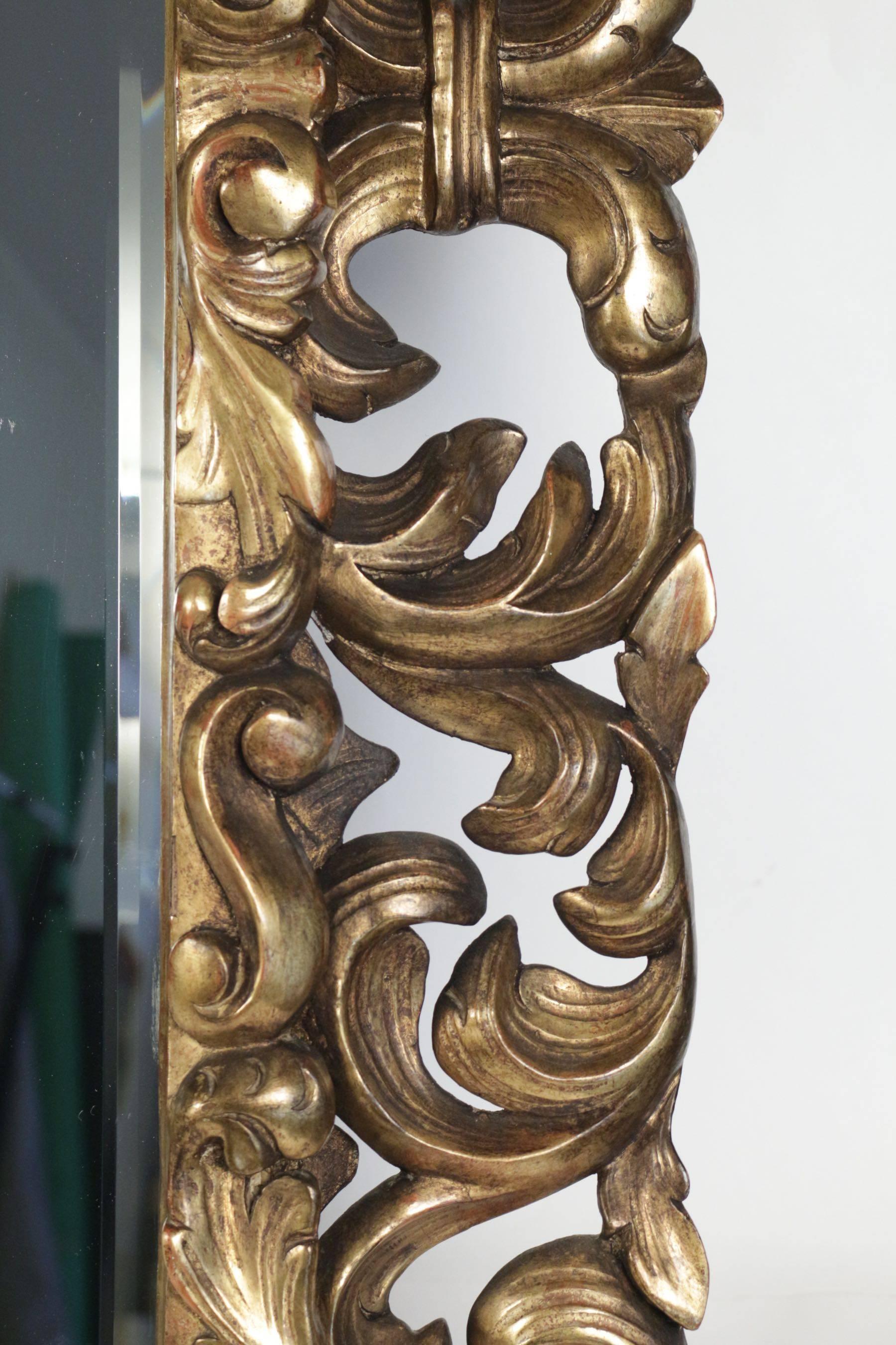 Napoleon III Mirror in Hand-Carved Gold Gilded Wood with Beveled Mirror In Good Condition In Saint-Ouen, FR