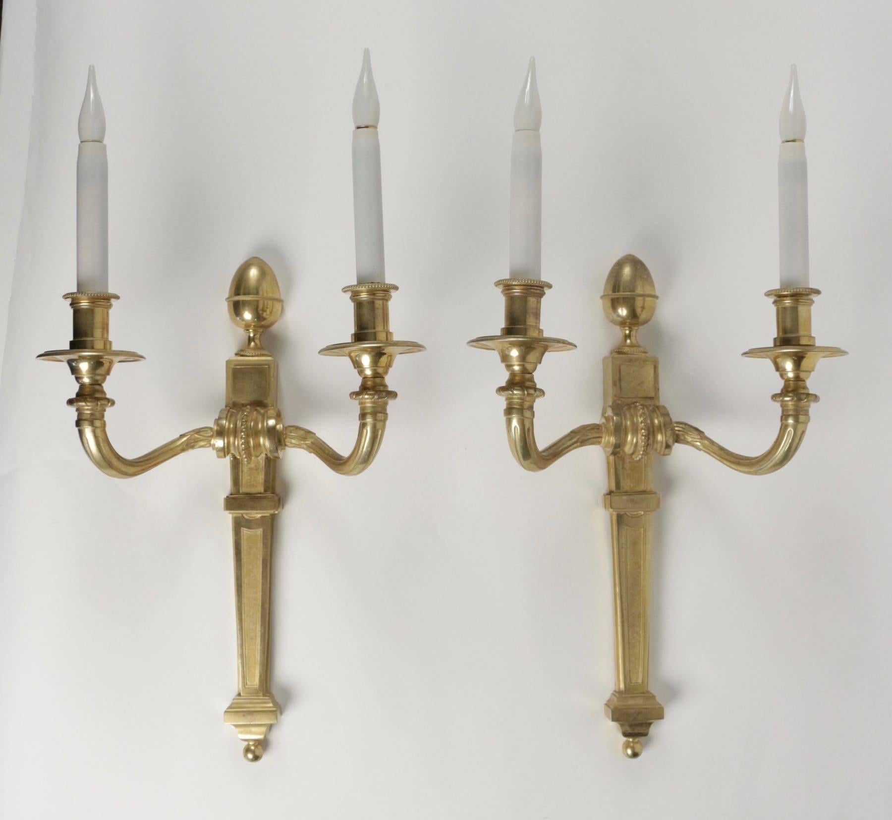 Late 19th Century Pair of Bronze Dore Sconces in the Style of Louis XV from the 19th Century