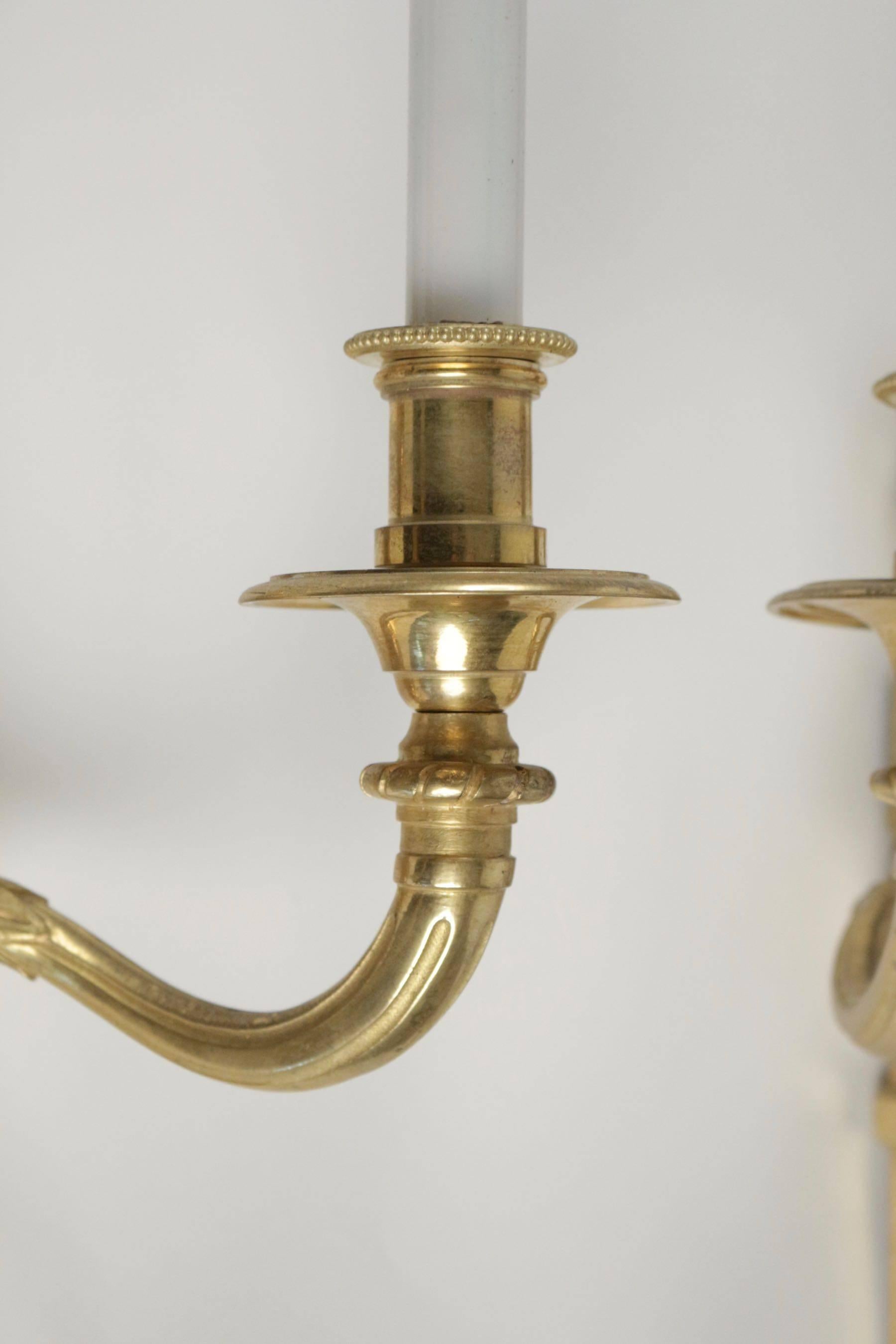 Louis XVI Pair of Bronze Dore Sconces in the Style of Louis XV from the 19th Century