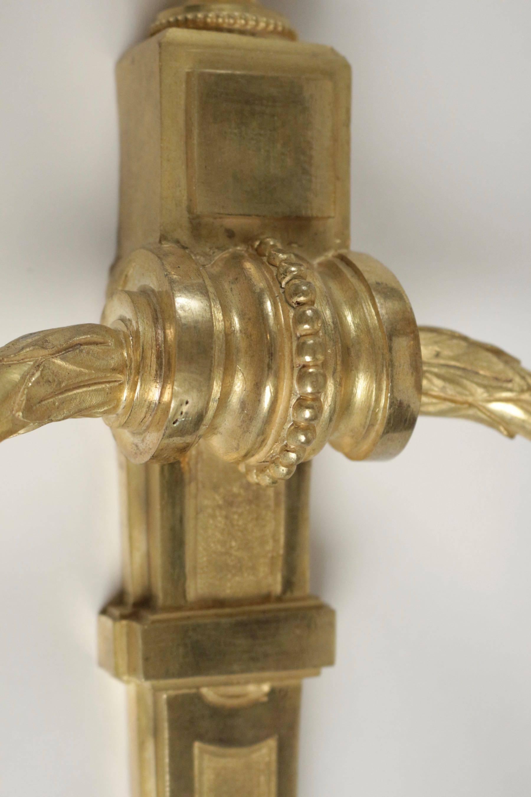Gilt Pair of Bronze Dore Sconces in the Style of Louis XV from the 19th Century