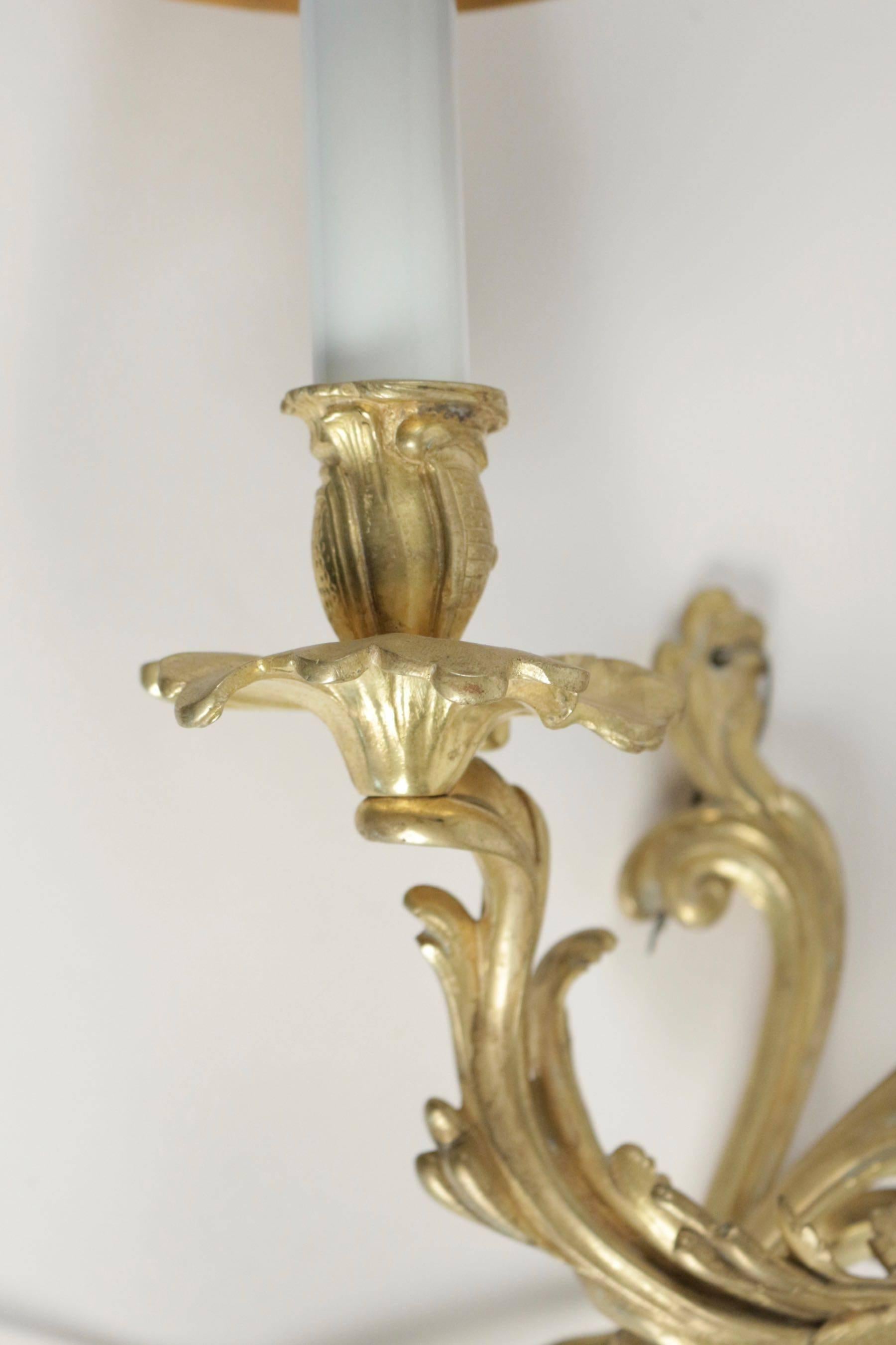 Pair of Bronze Doré Sconces in the Style of Louis XV from the 19th Century In Excellent Condition In Saint-Ouen, FR