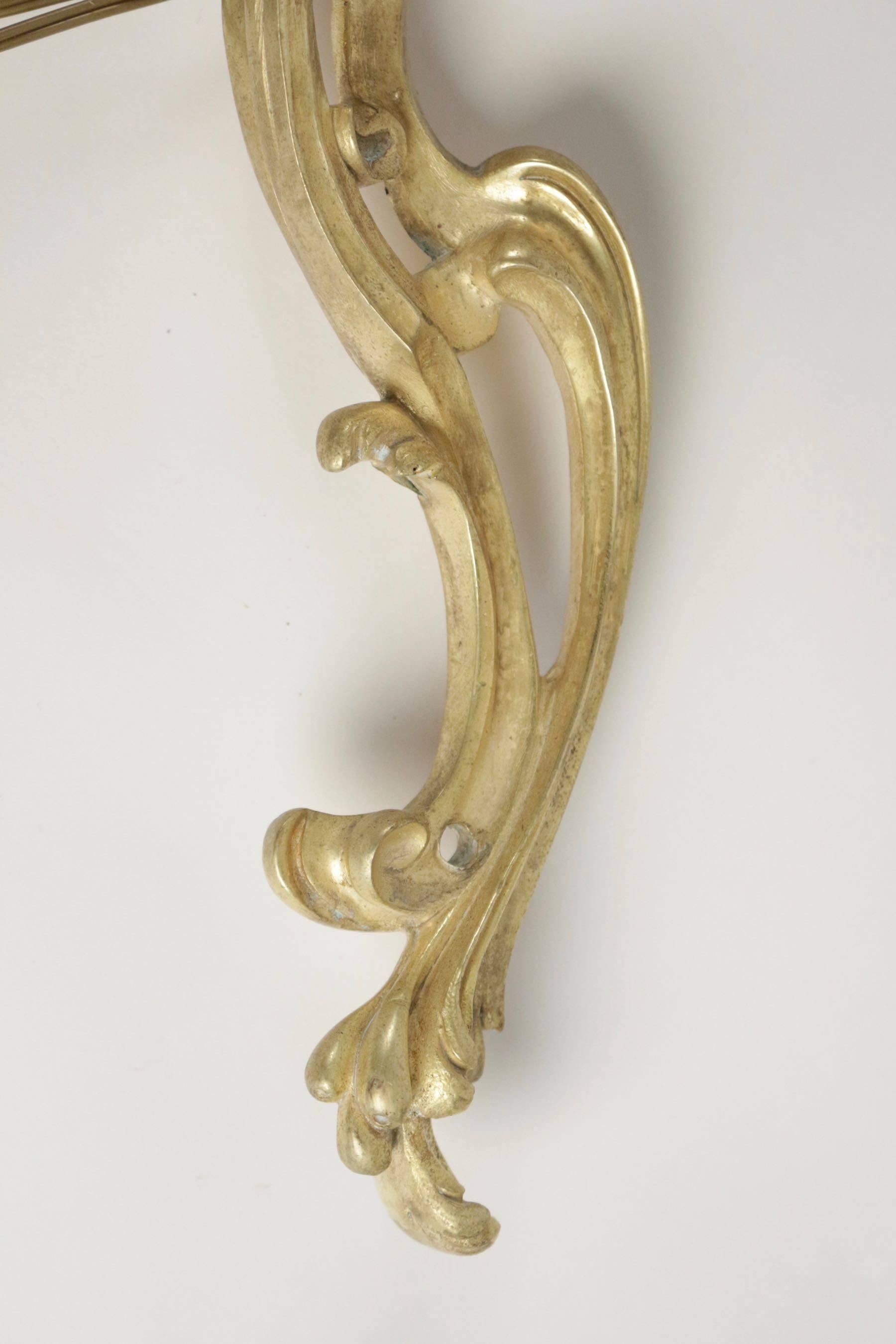 Late 19th Century Pair of Bronze Doré Sconces in the Style of Louis XV from the 19th Century