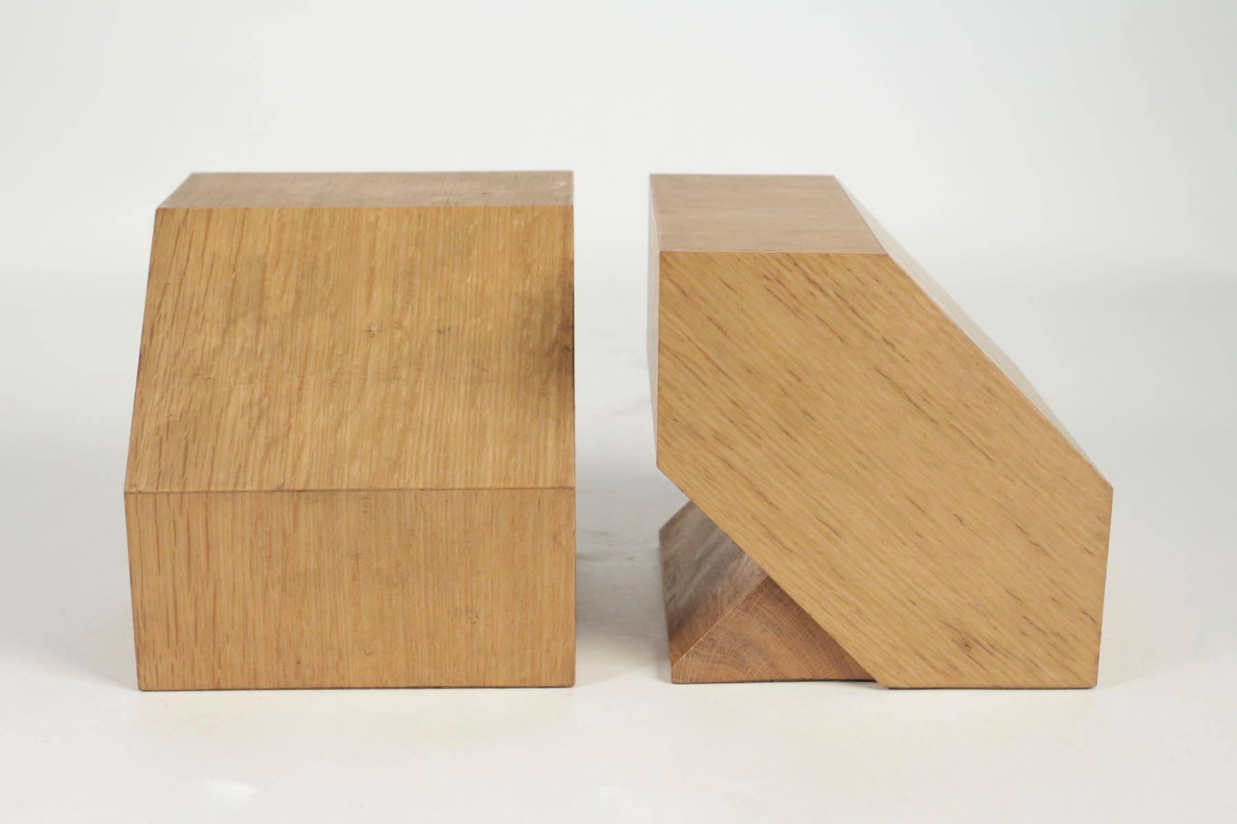 Wood Pair of Bookends in Light Oak, circa 1960