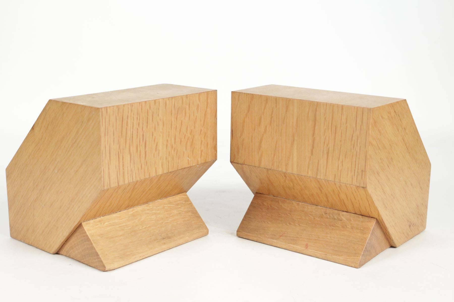 Pair of Bookends in Light Oak, circa 1960 2
