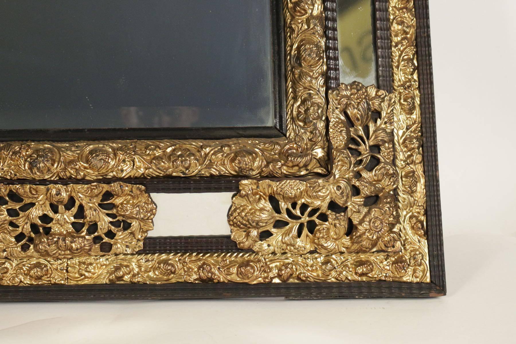 Parclose Mirror from the 19th Century in Gold Gilt Brass and Ebonized Wood In Good Condition In Saint-Ouen, FR