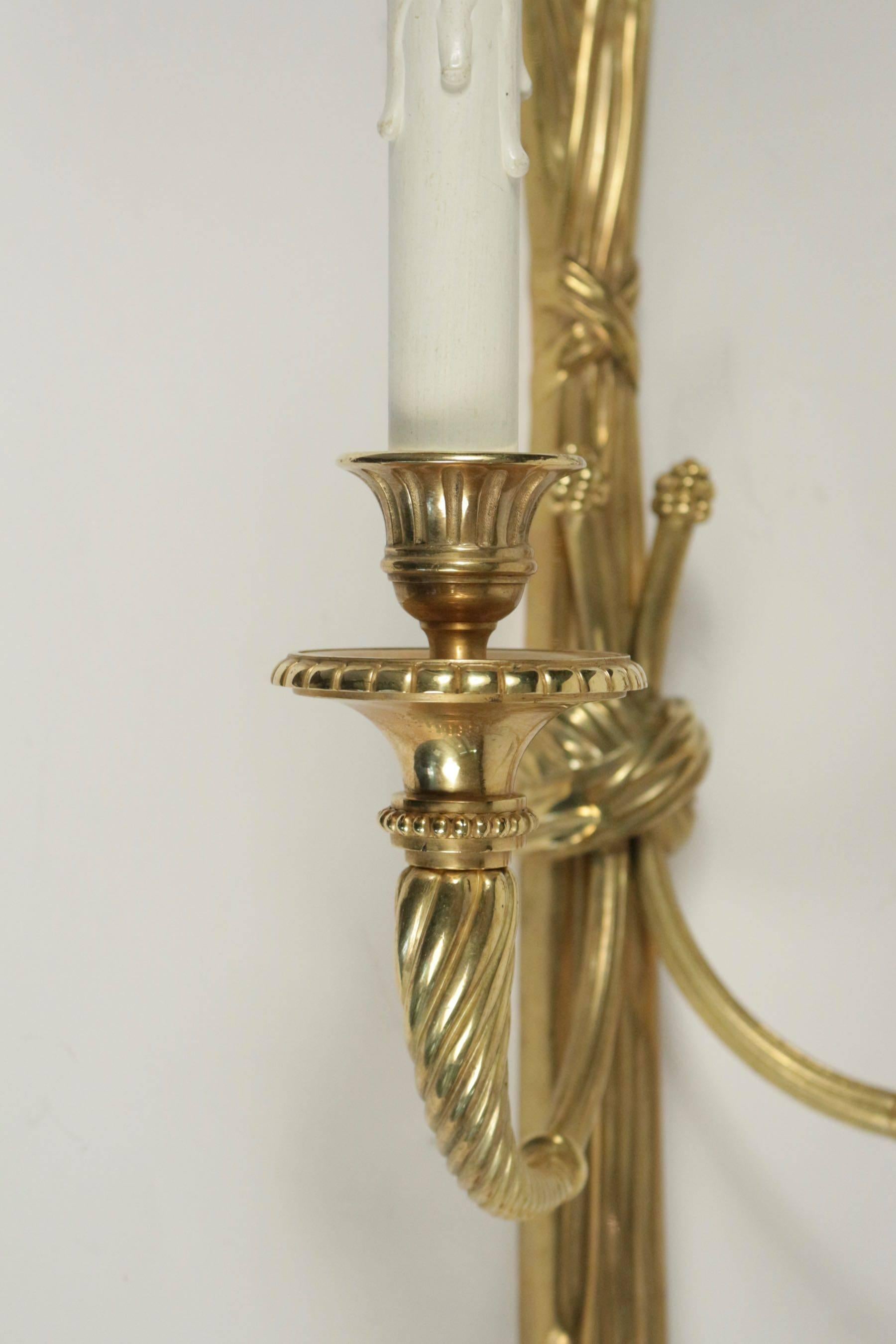 Gilt Important Pair of Sconces in the Style of Louis XVI from the 19th Century