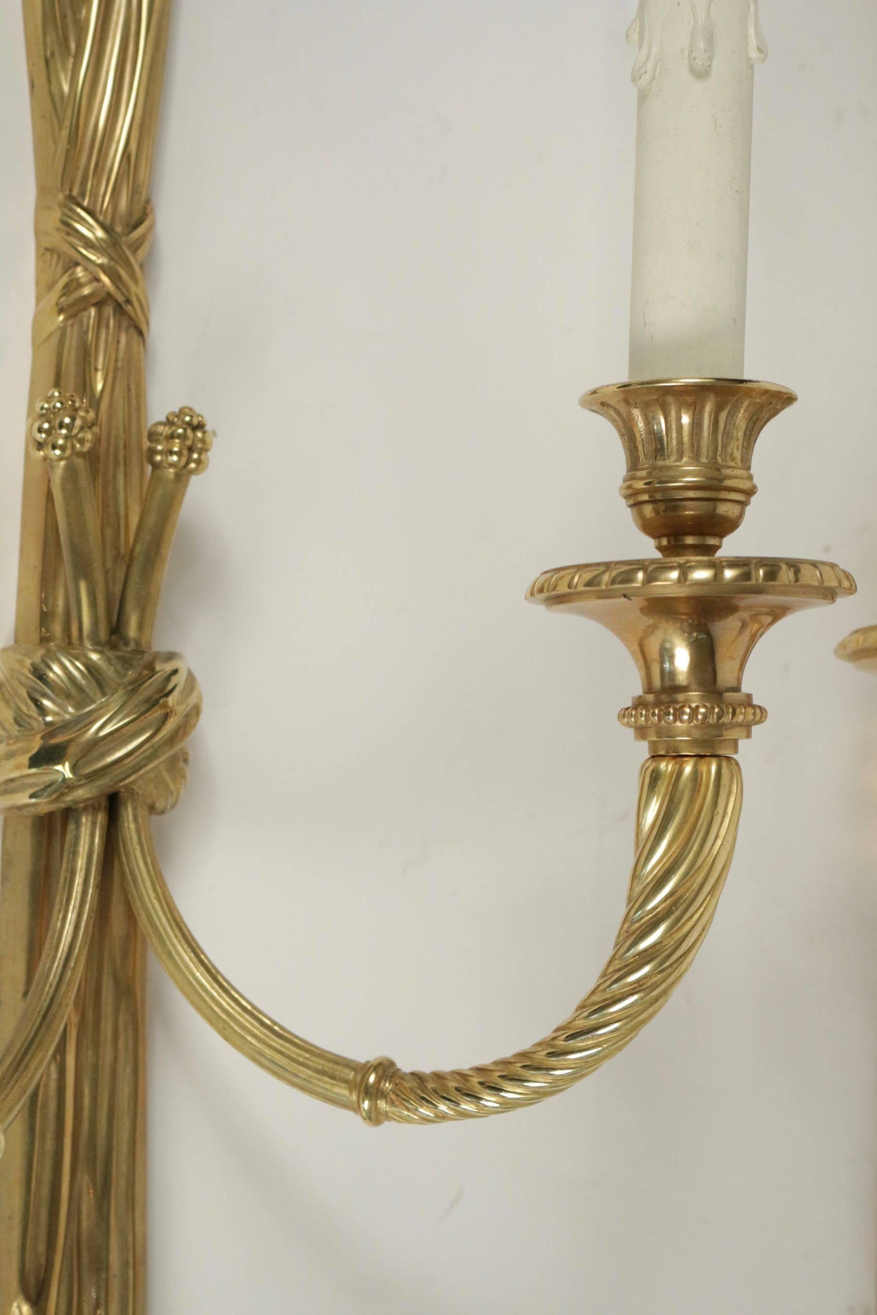 Bronze Important Pair of Sconces in the Style of Louis XVI from the 19th Century