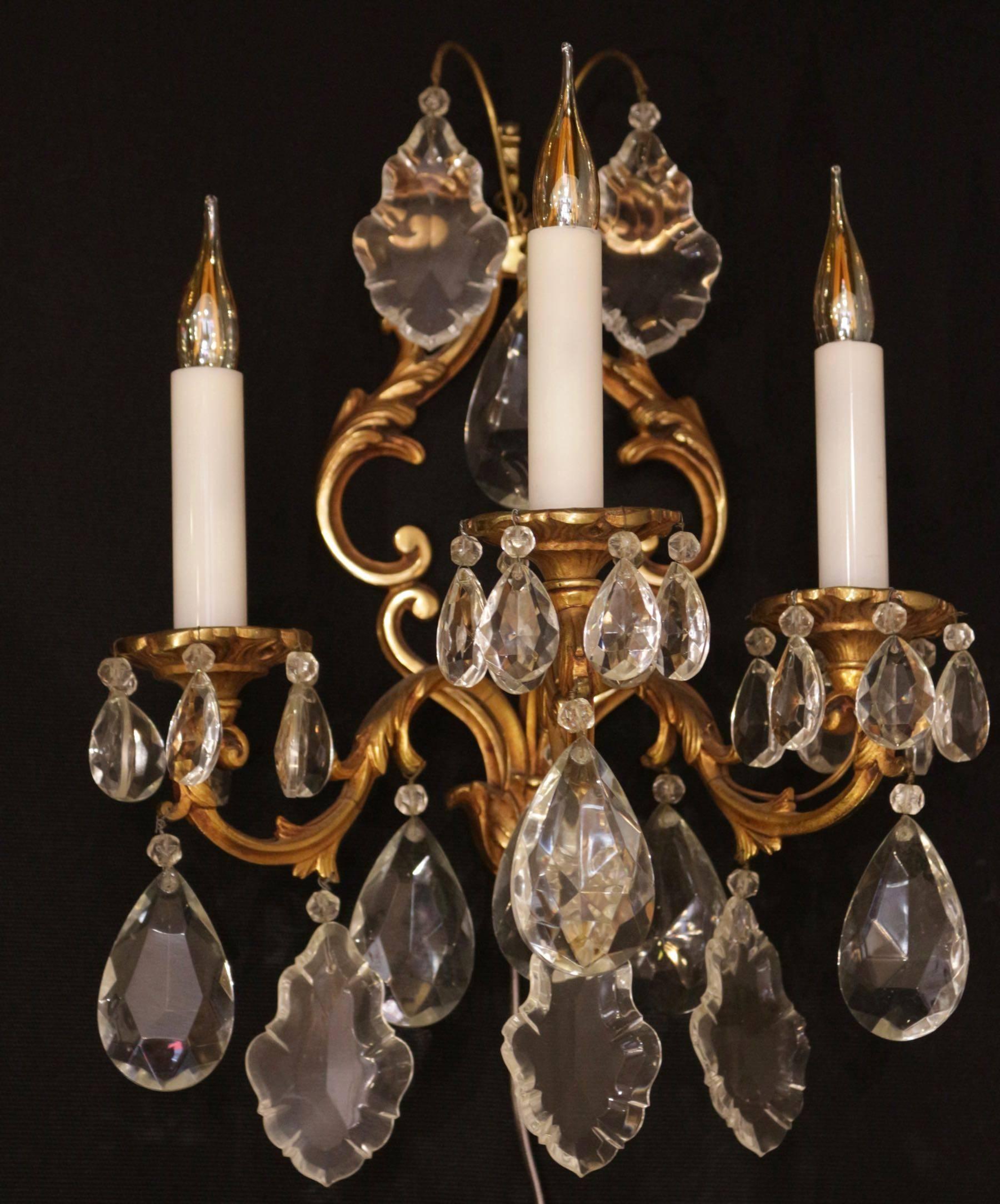 French Set of Four Bronze and Crystal Bronzes from the 20th Century