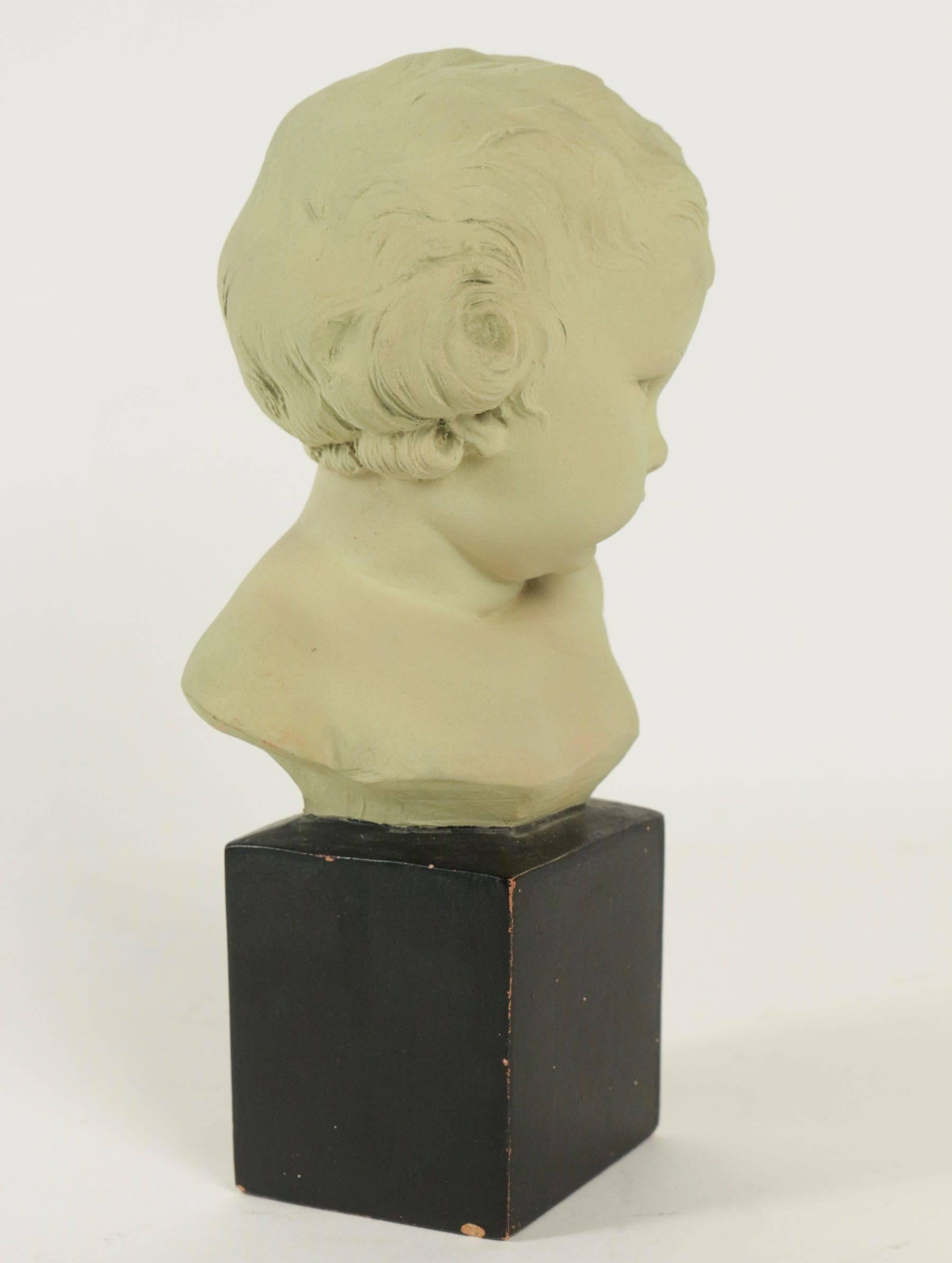 Bust of a Child in Terra Cotta from the 20th Century, Signed Gobet In Excellent Condition In Saint-Ouen, FR