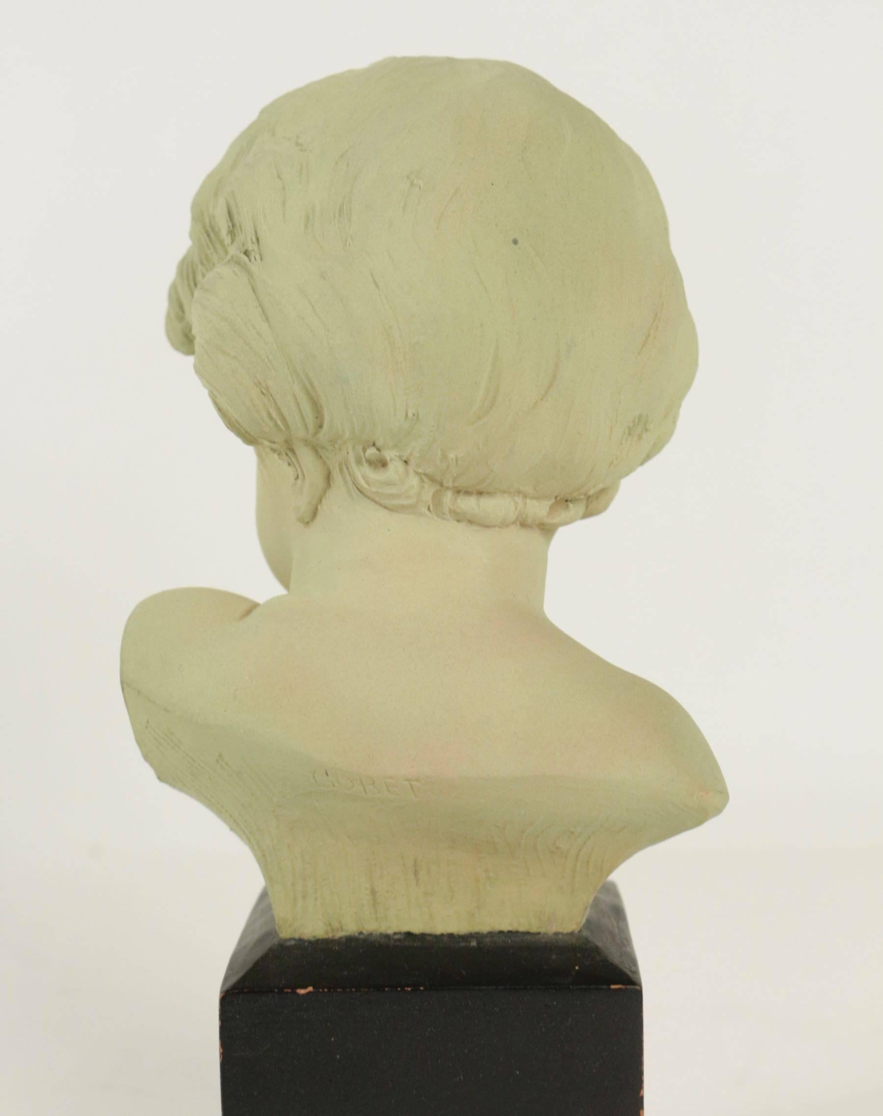 French Bust of a Child in Terra Cotta from the 20th Century, Signed Gobet