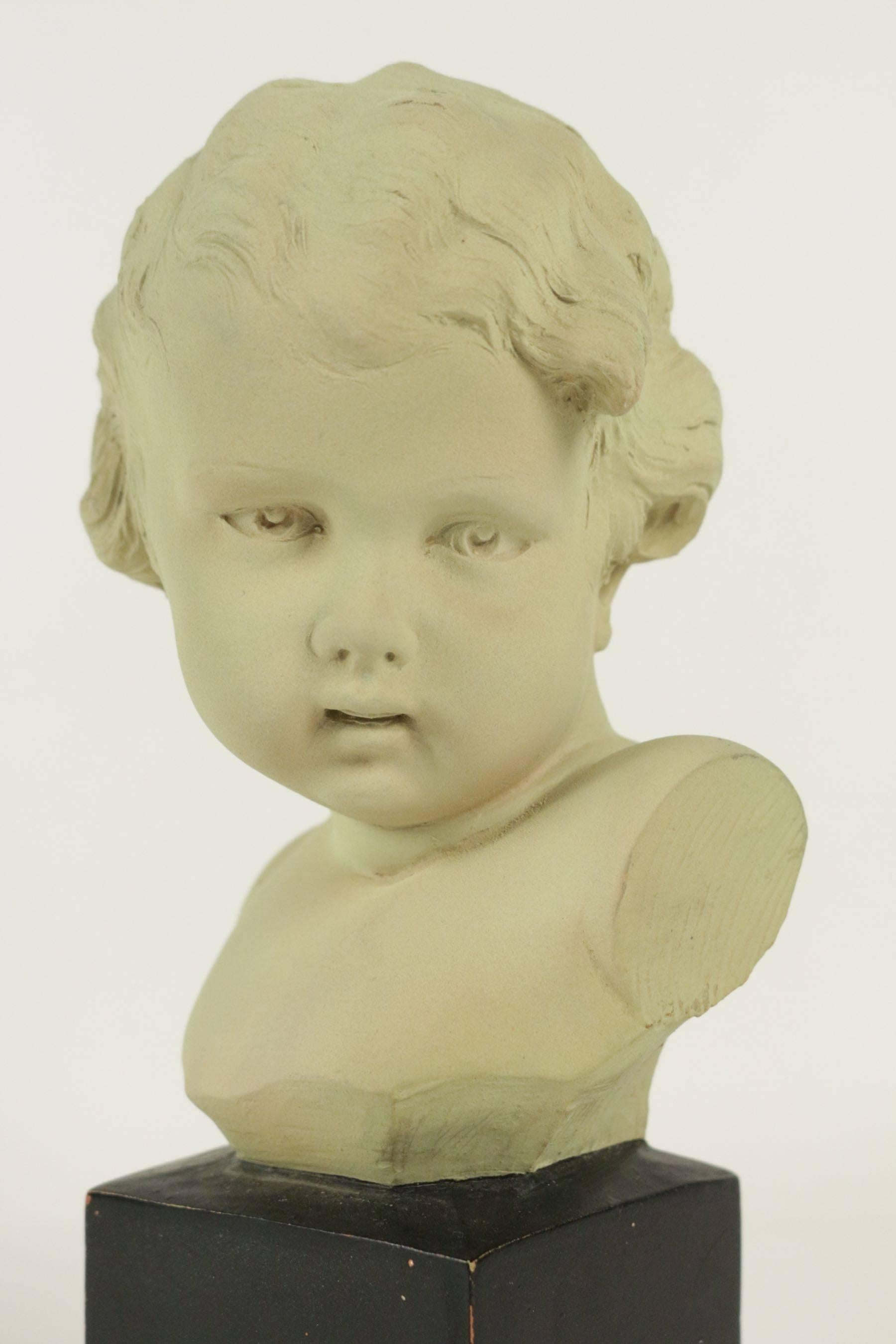 Terracotta Bust of a Child in Terra Cotta from the 20th Century, Signed Gobet