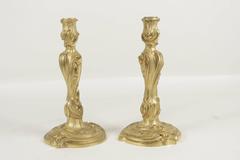 Pair of Candlesticks in Bronze from the 19th Century in the Louis XV Style