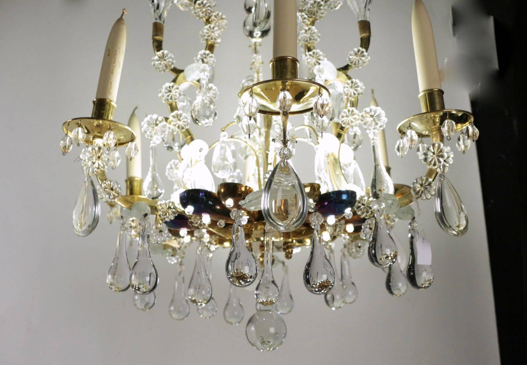 French Chandelier in the Style of Louis XV with Crystal from the 19th Century