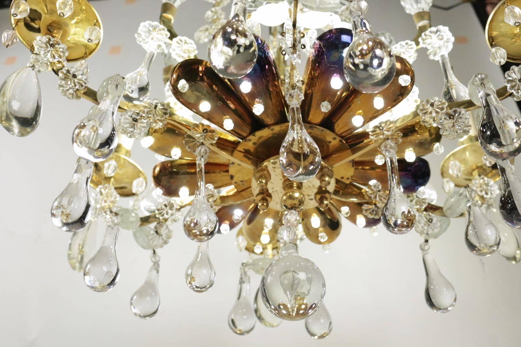 Bronze Chandelier in the Style of Louis XV with Crystal from the 19th Century