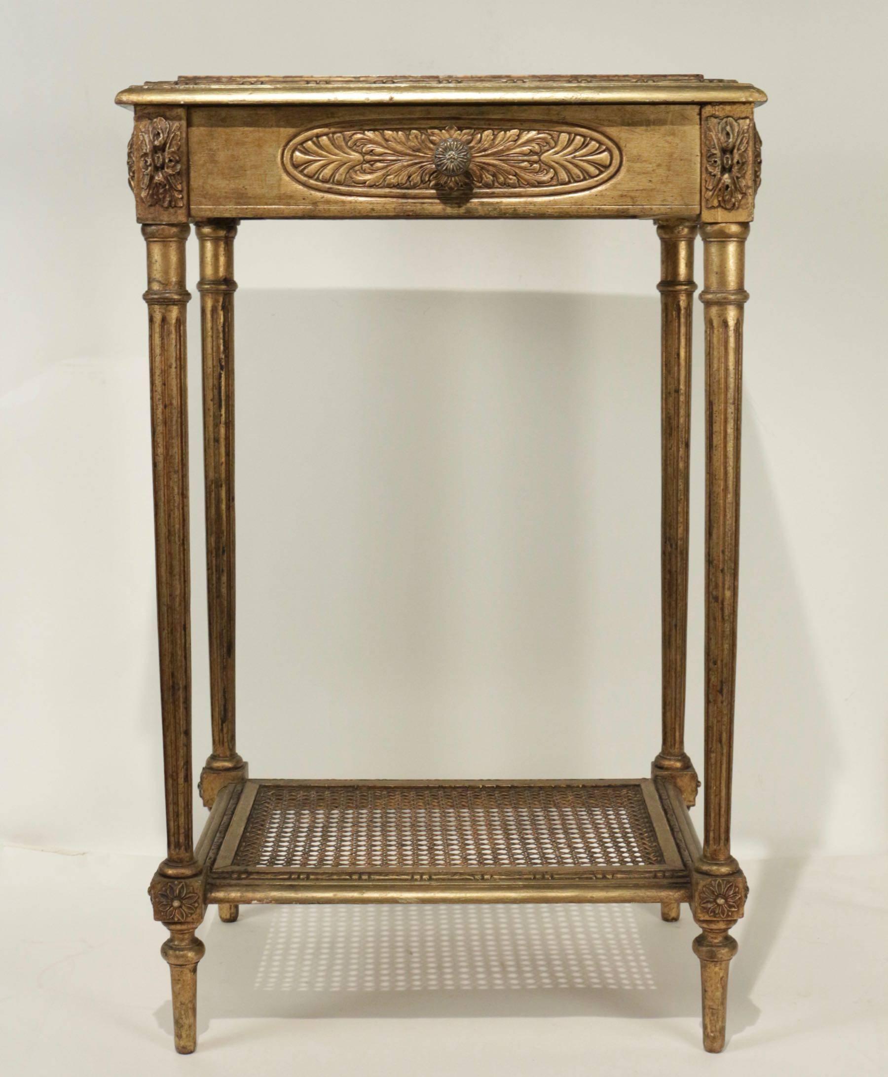 Elegant console with a centre drawer in the style of Louis XVI from the beginning of the 20th century.
 