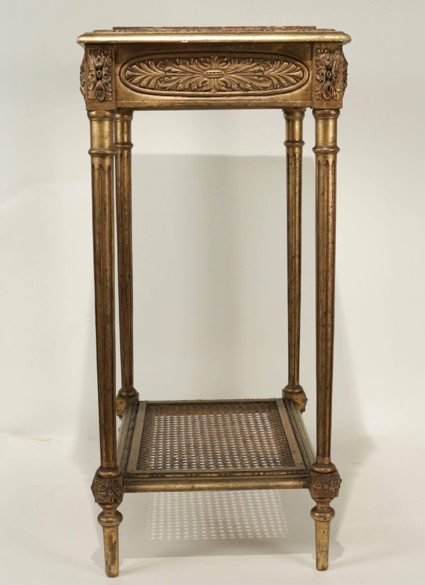 Gilt Elegant Console with a Centre Drawer in the Style of Louis XVI