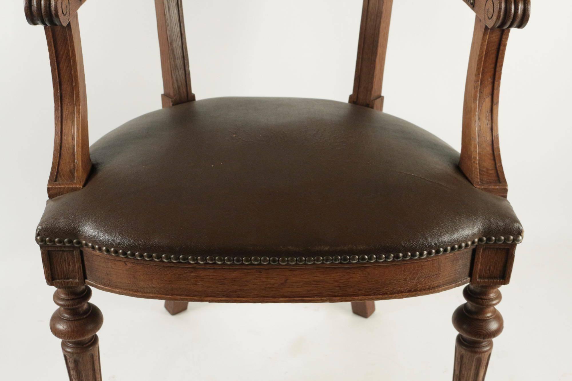 Office Chair from the Napoleon III Era in Fabric In The Imitation Of The Leather 1