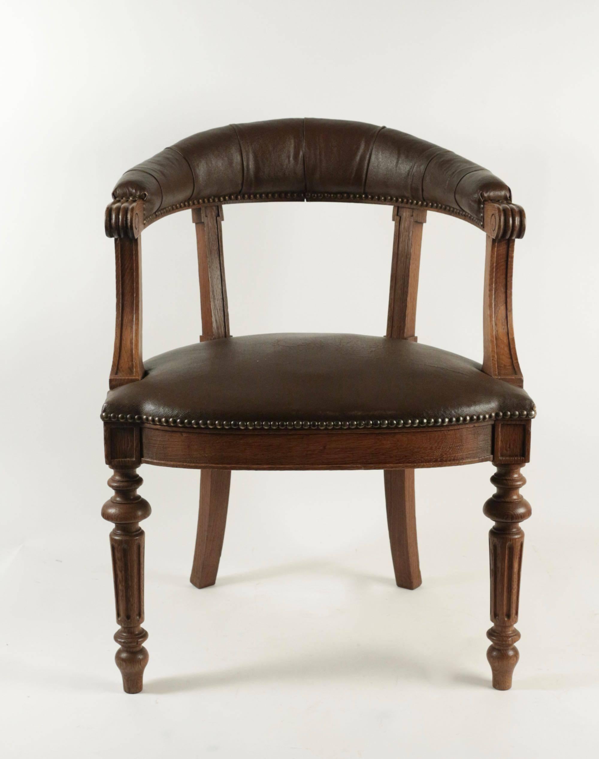 Office Chair from the Napoleon III Era in Fabric In The Imitation Of The Leather.