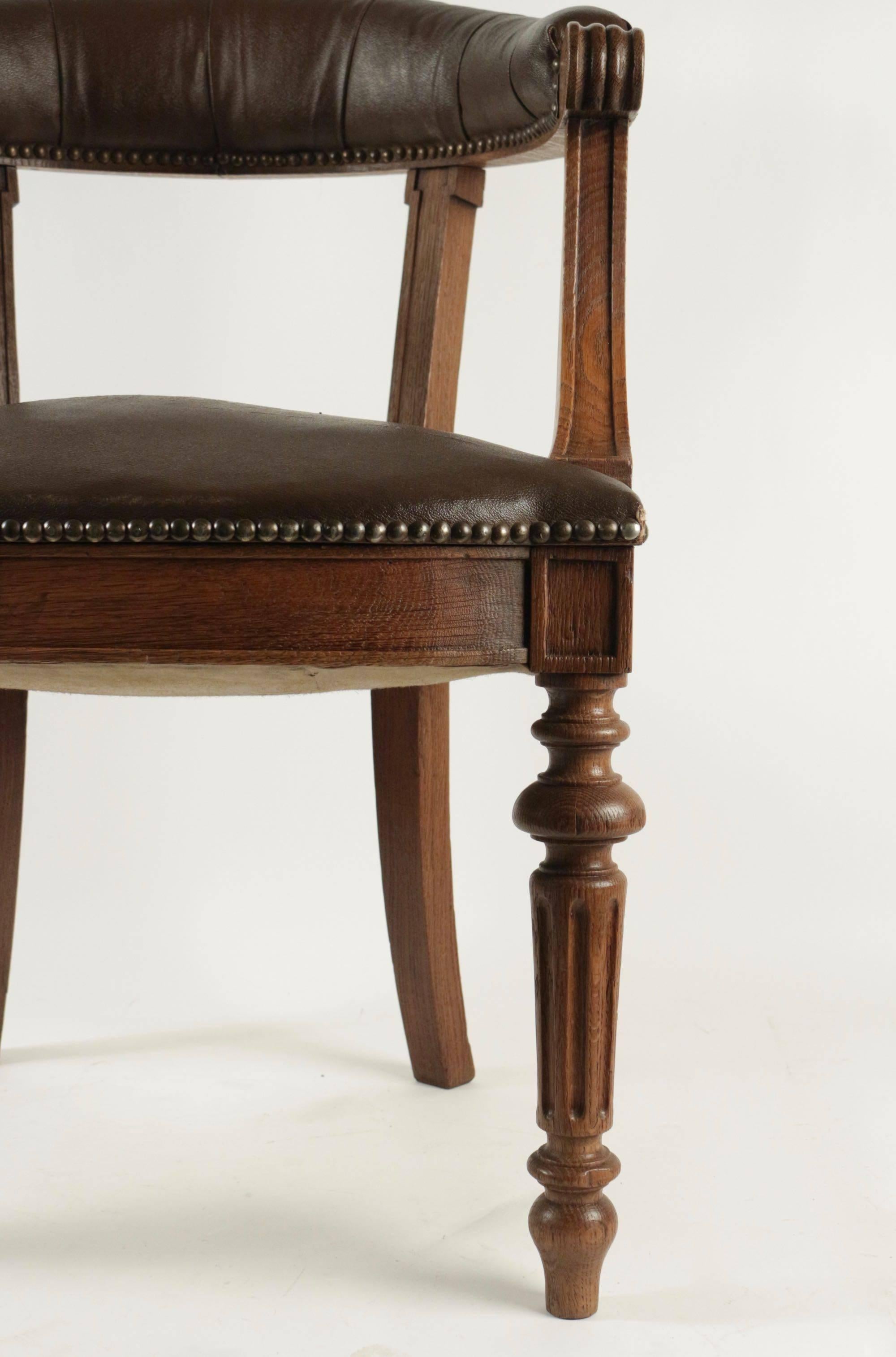 Office Chair from the Napoleon III Era in Fabric In The Imitation Of The Leather 2