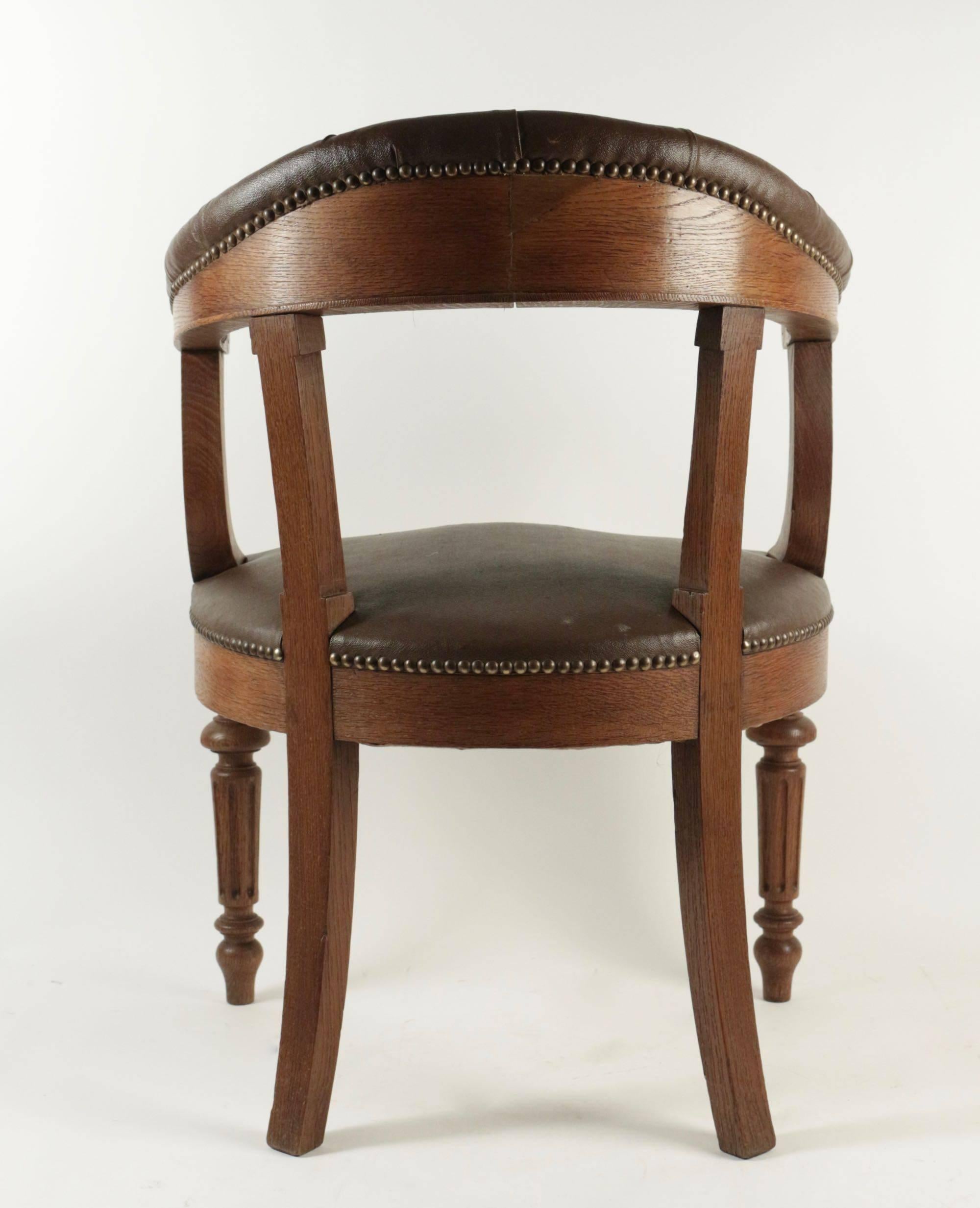 Late 19th Century Office Chair from the Napoleon III Era in Fabric In The Imitation Of The Leather