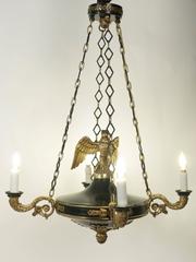 Chandelier Empire Style with an Eagle in Gold Gilt Bronze, 19th Century