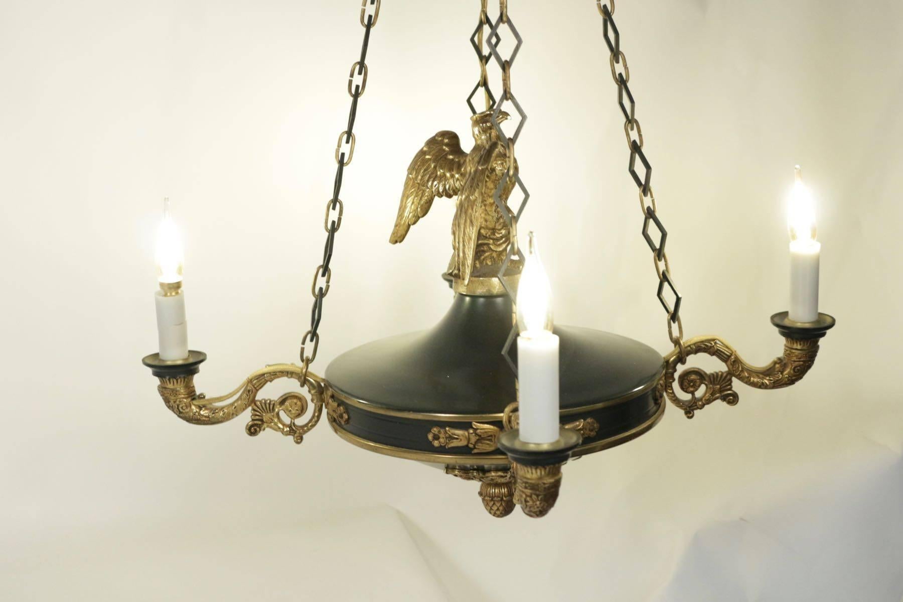 Chandelier Empire Style with an Eagle in Gold Gilt Bronze, 19th Century 1