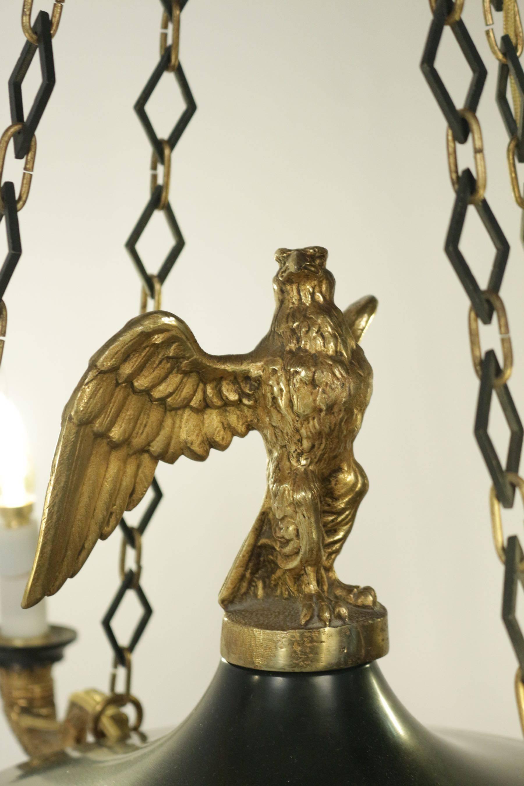 Chandelier Empire Style with an Eagle in Gold Gilt Bronze, 19th Century 3