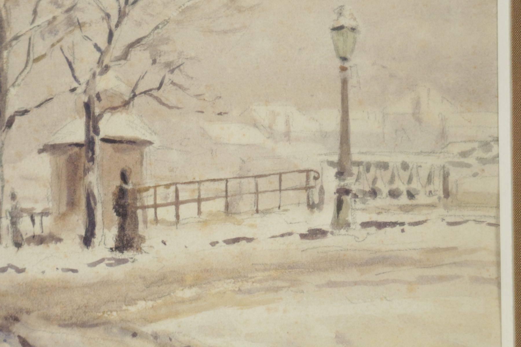 Watercolor Painting under Glass from the Beginning of the 20th Century