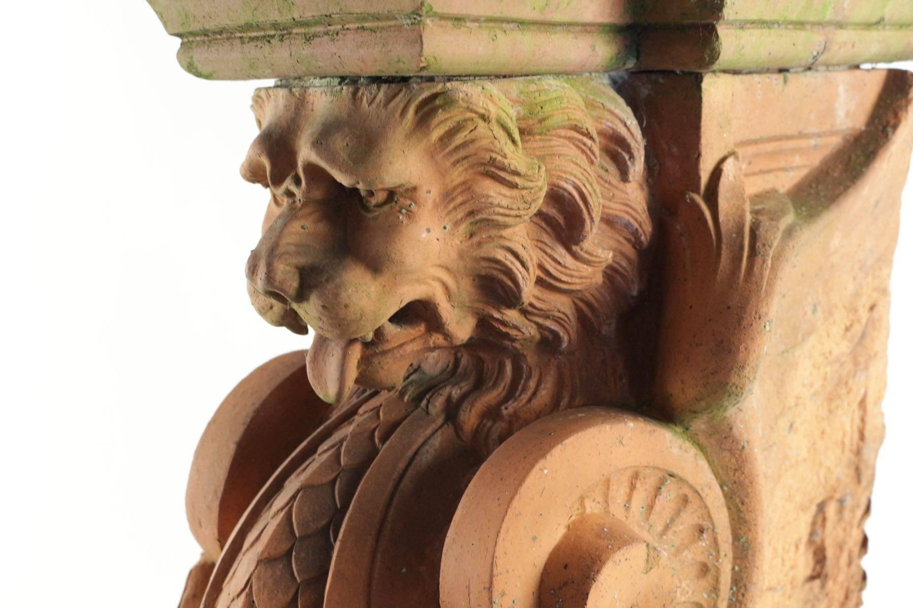 Napoleon III Pillar in Terra Cotta of a Lion