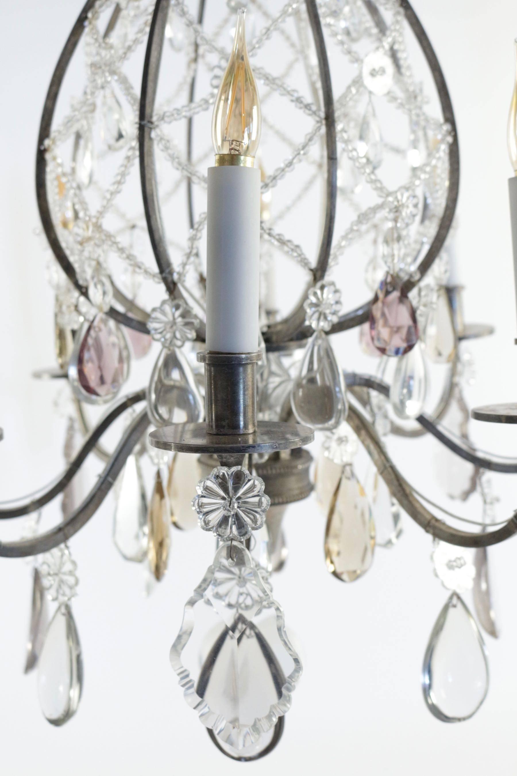 Louis XV Beautiful Hot Air Balloon Style Chandelier in Silvered Bronze, 19th Century