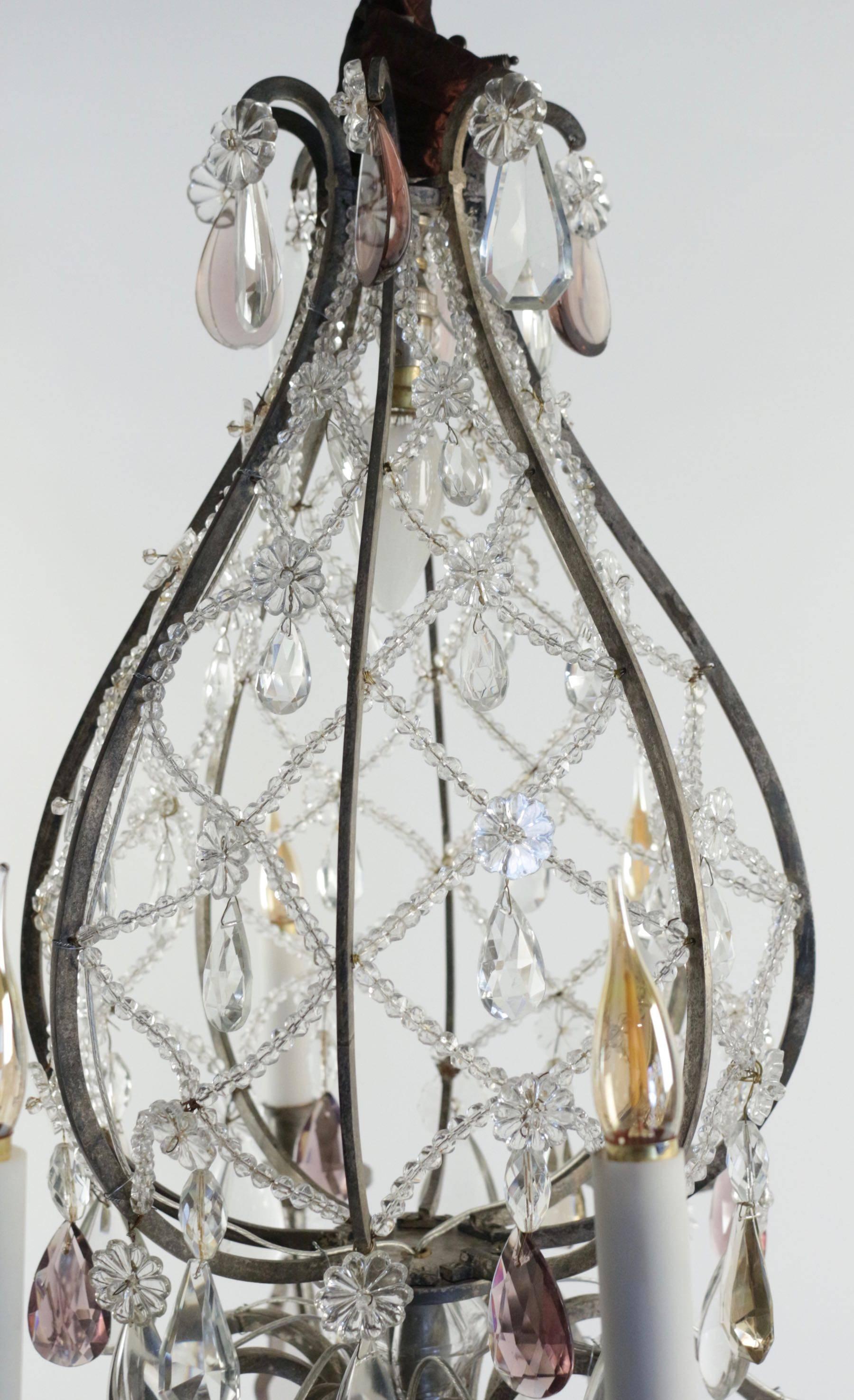 Beautiful Hot Air Balloon Style Chandelier in Silvered Bronze, 19th Century In Excellent Condition In Saint-Ouen, FR