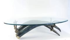 Important Coffee Table in Gold Gilt Bronze from the Mid-20th Century