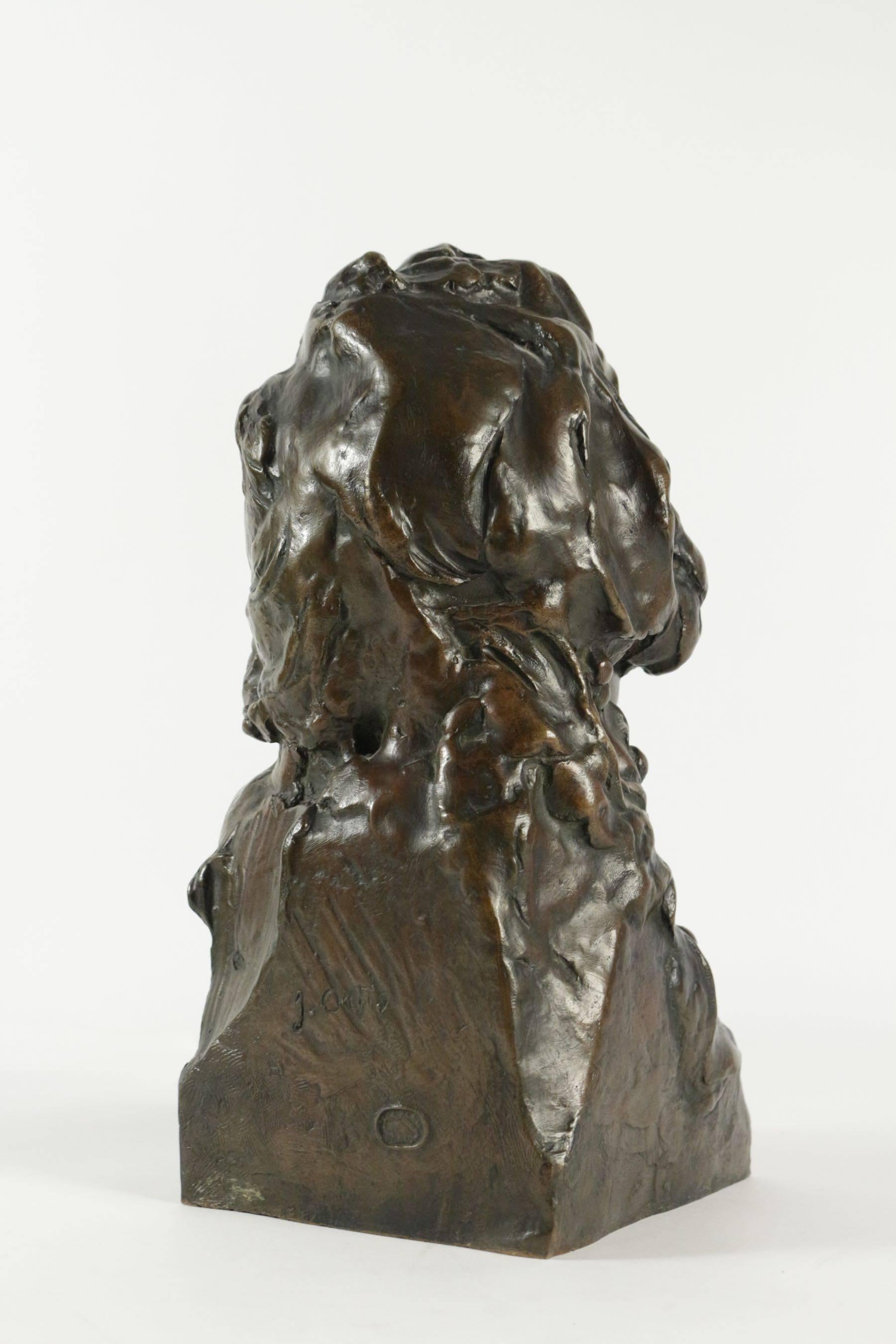 20th Century Magnificent Bronze by J. Ortis Representing the Buste of a Little Girl