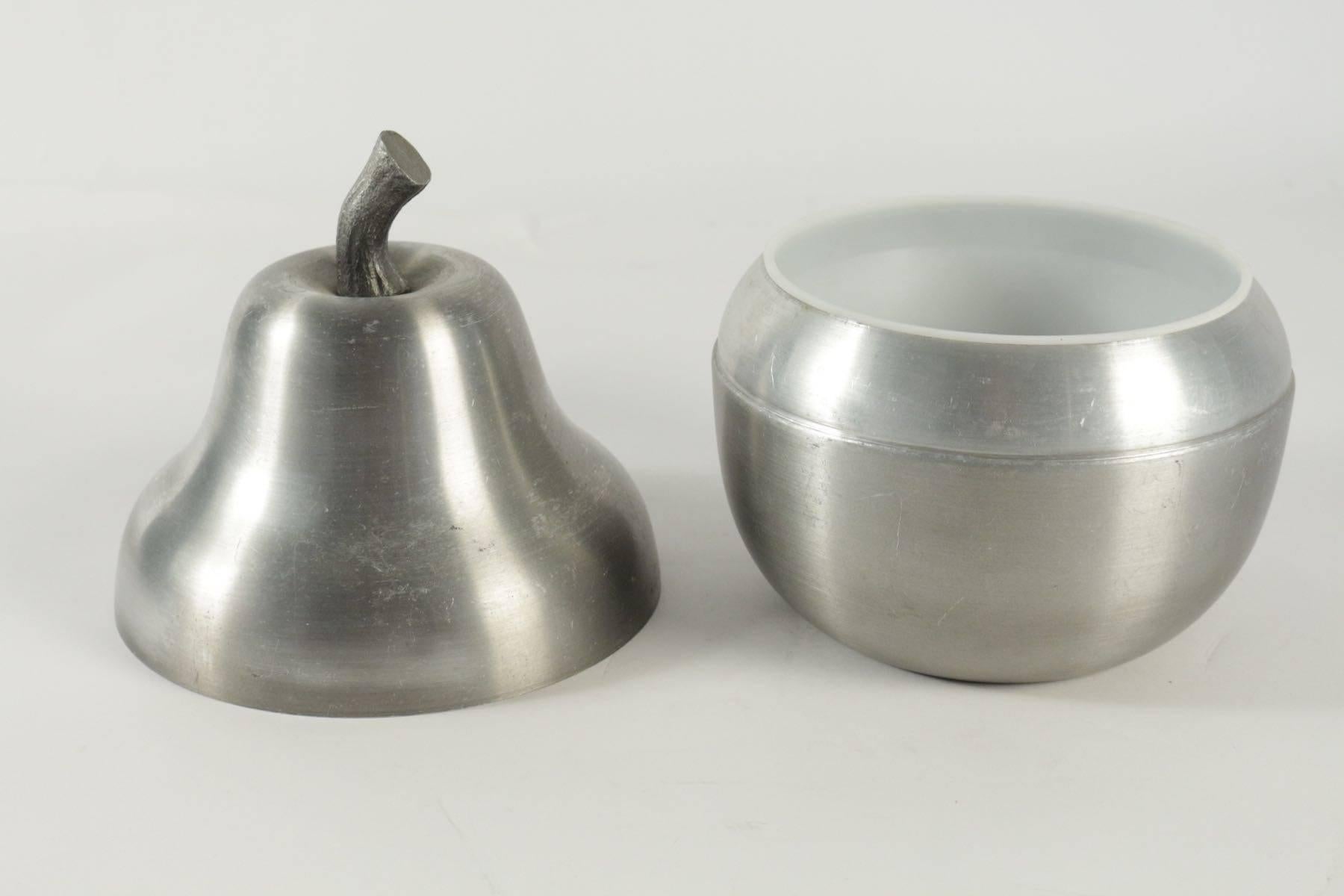 Modern Cool Ice Bucket in the Shape of a Pear in Brushed Aluminum from the 1970s 
